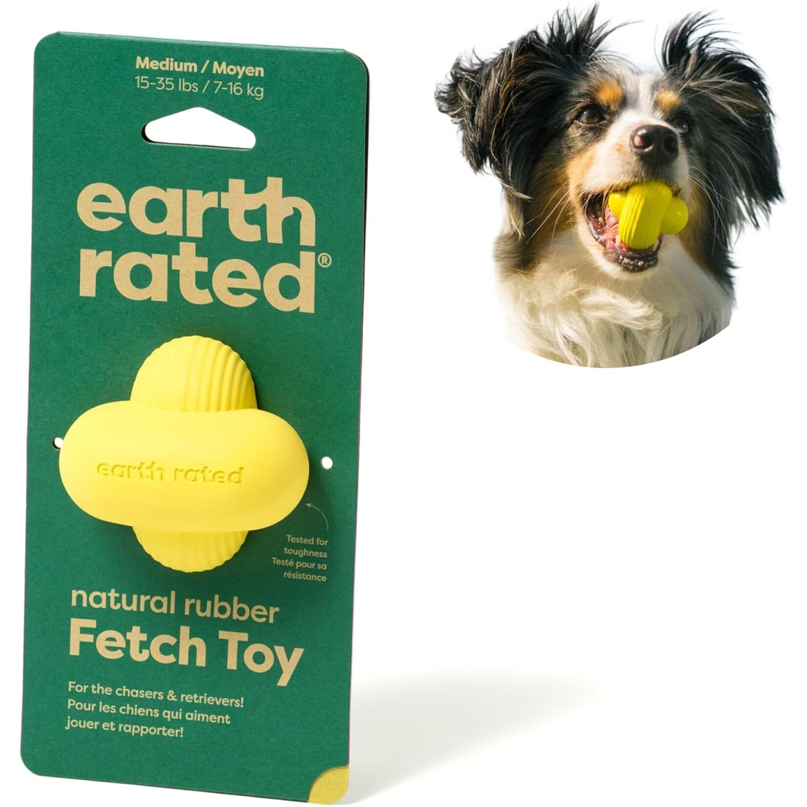 Earth rated Natural Rubber Fetch Toy Yellow