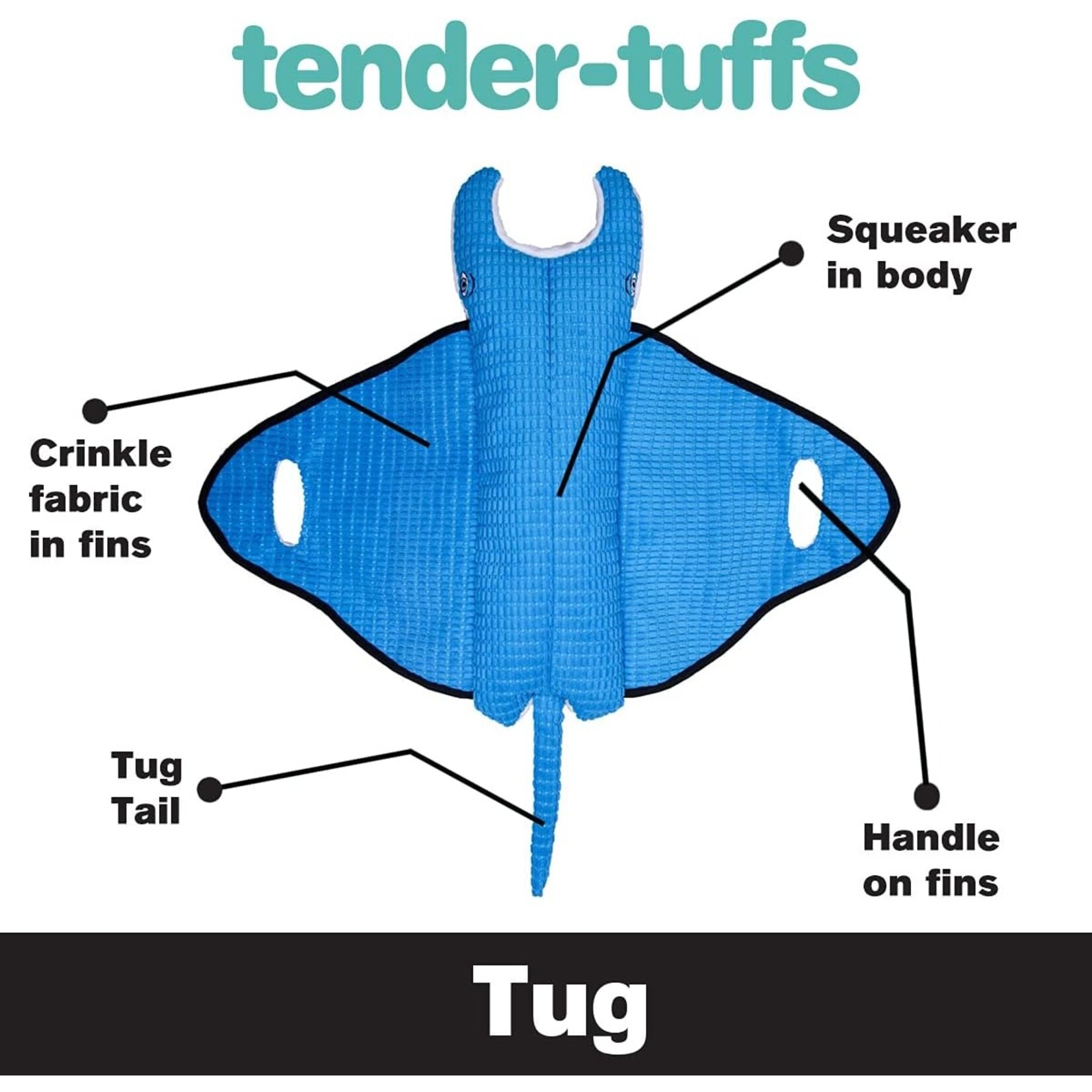 Tender tuffs Manta Ray Tug toy 20 in XL