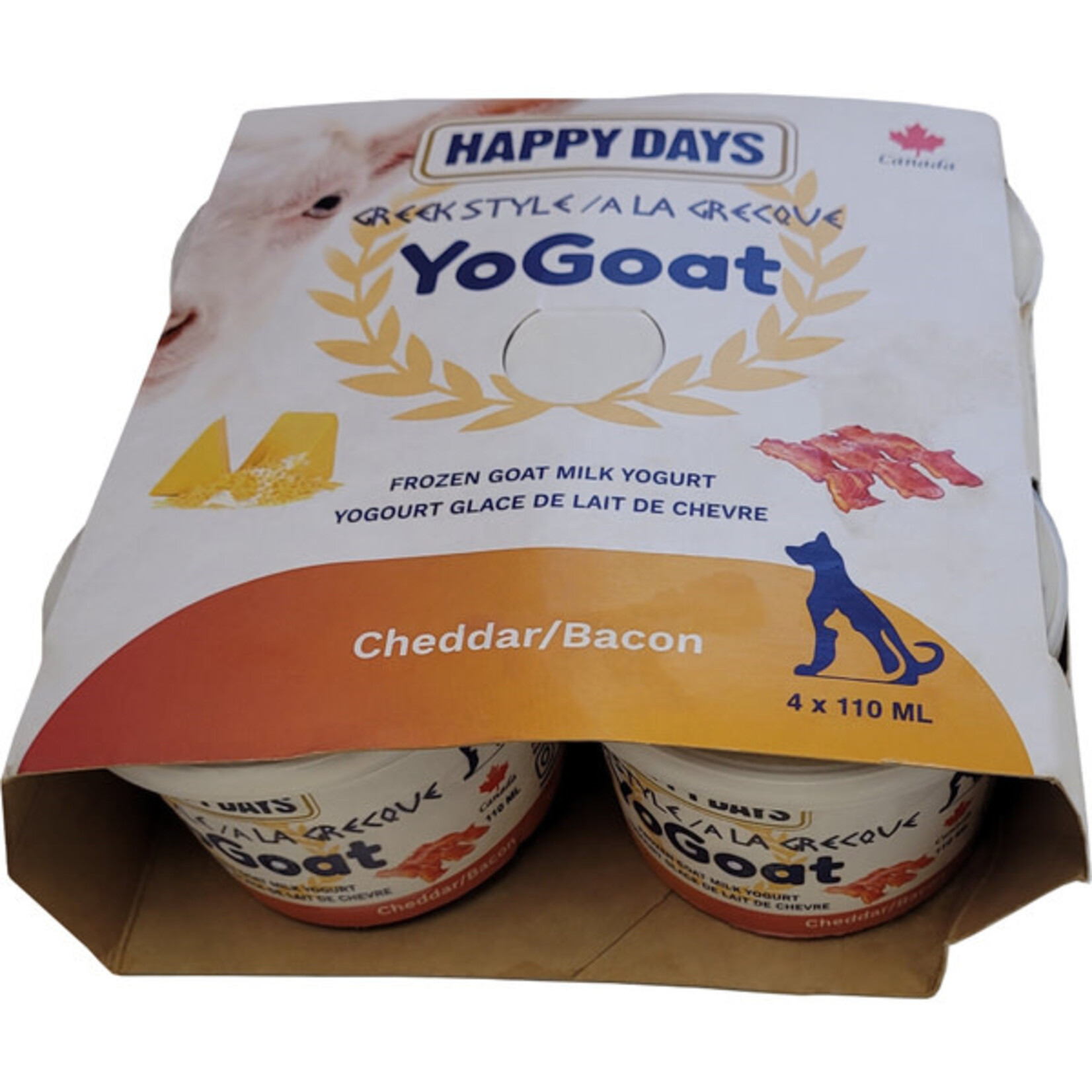 Happy Days Happy Days Frozen Yogoat Bacon & Cheddar 4x110ML