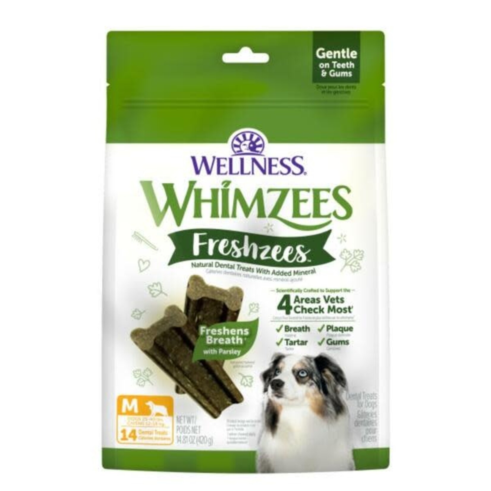 Whimzees  Freshzees Natural Dental Treats With Added Mineral  Medium  14pk