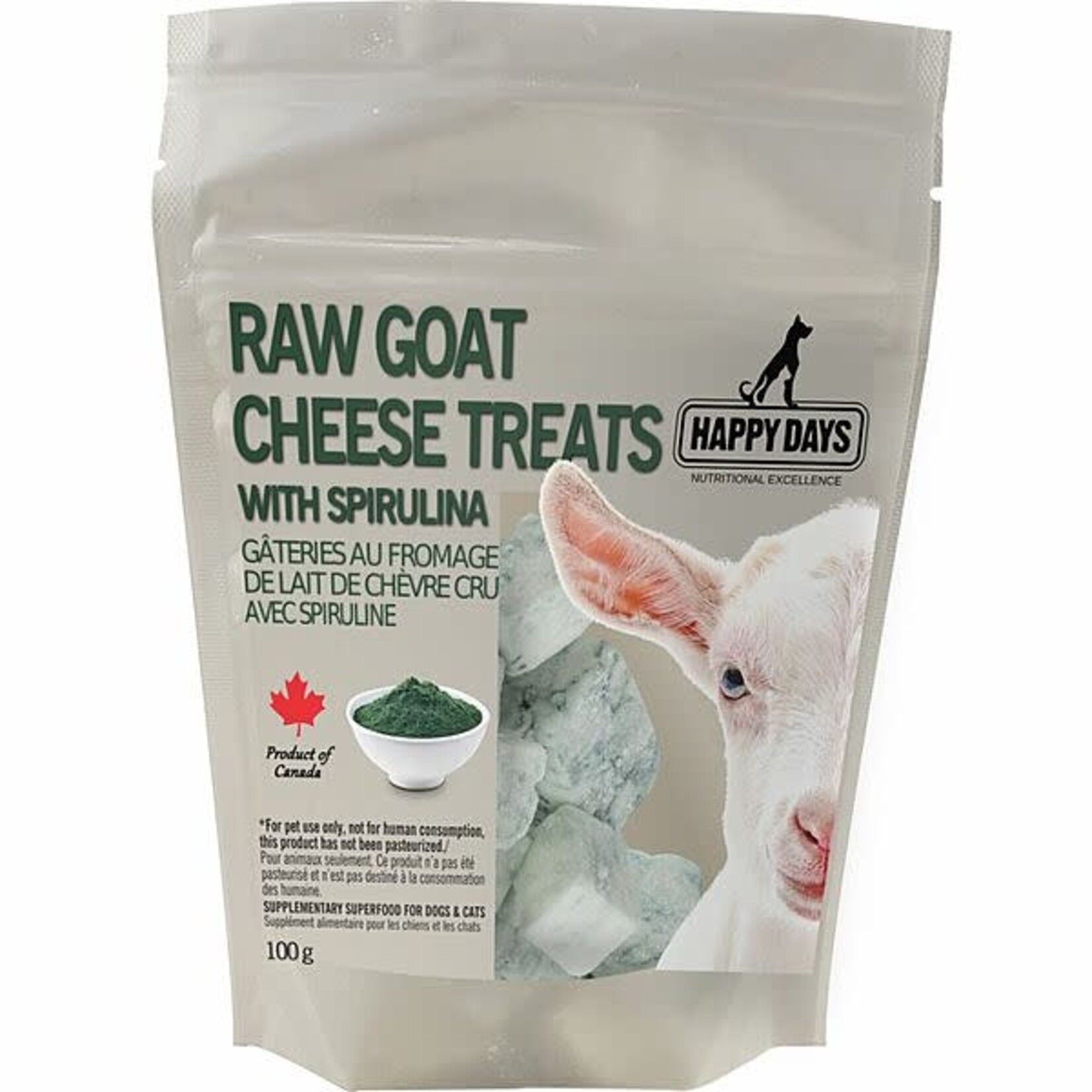Frozen Raw Goat Cheese Dog Treat Spirulina 100g