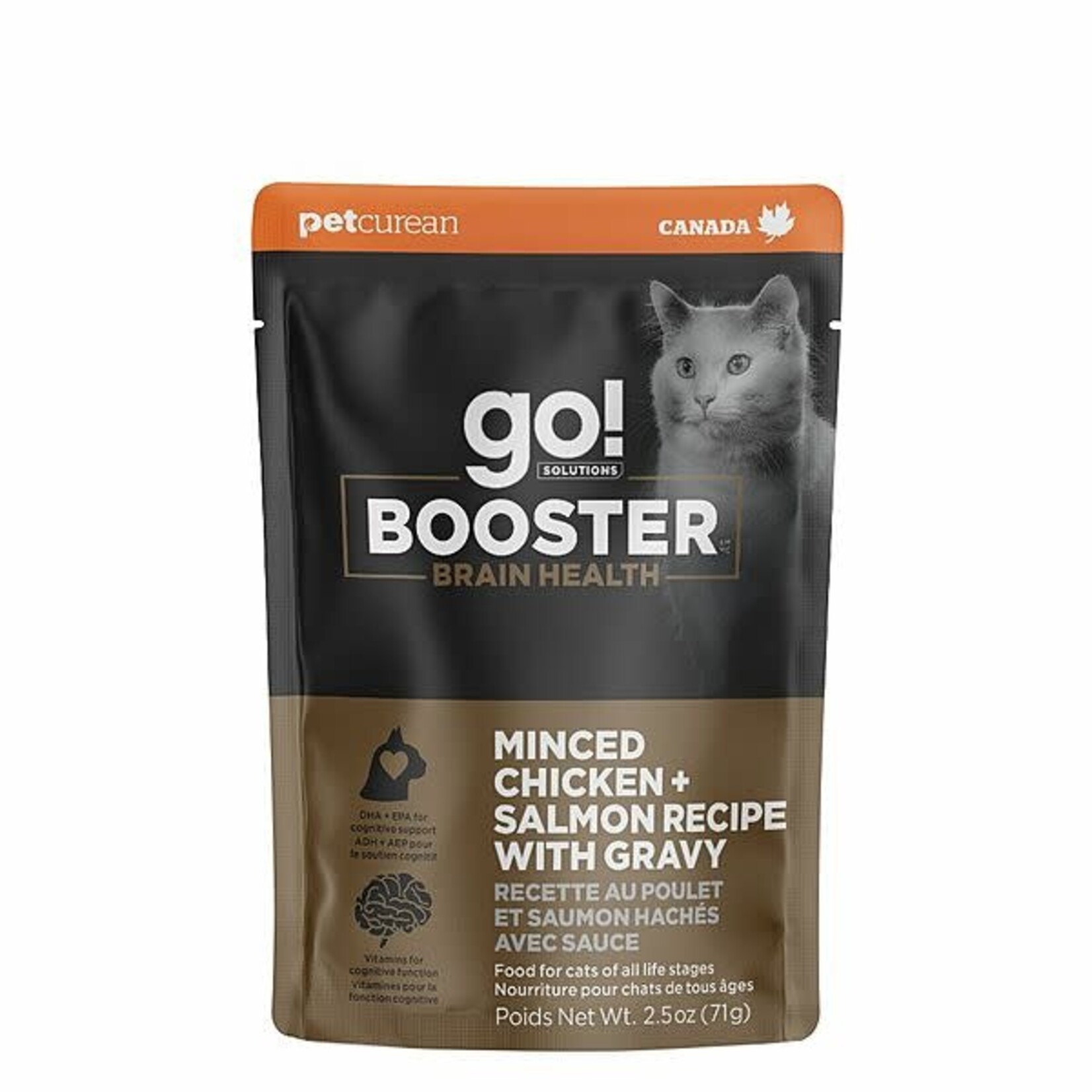 go! solutions Go! Cat Booster Brain Minced Chicken & Salmon With Gravy 2.5OZ