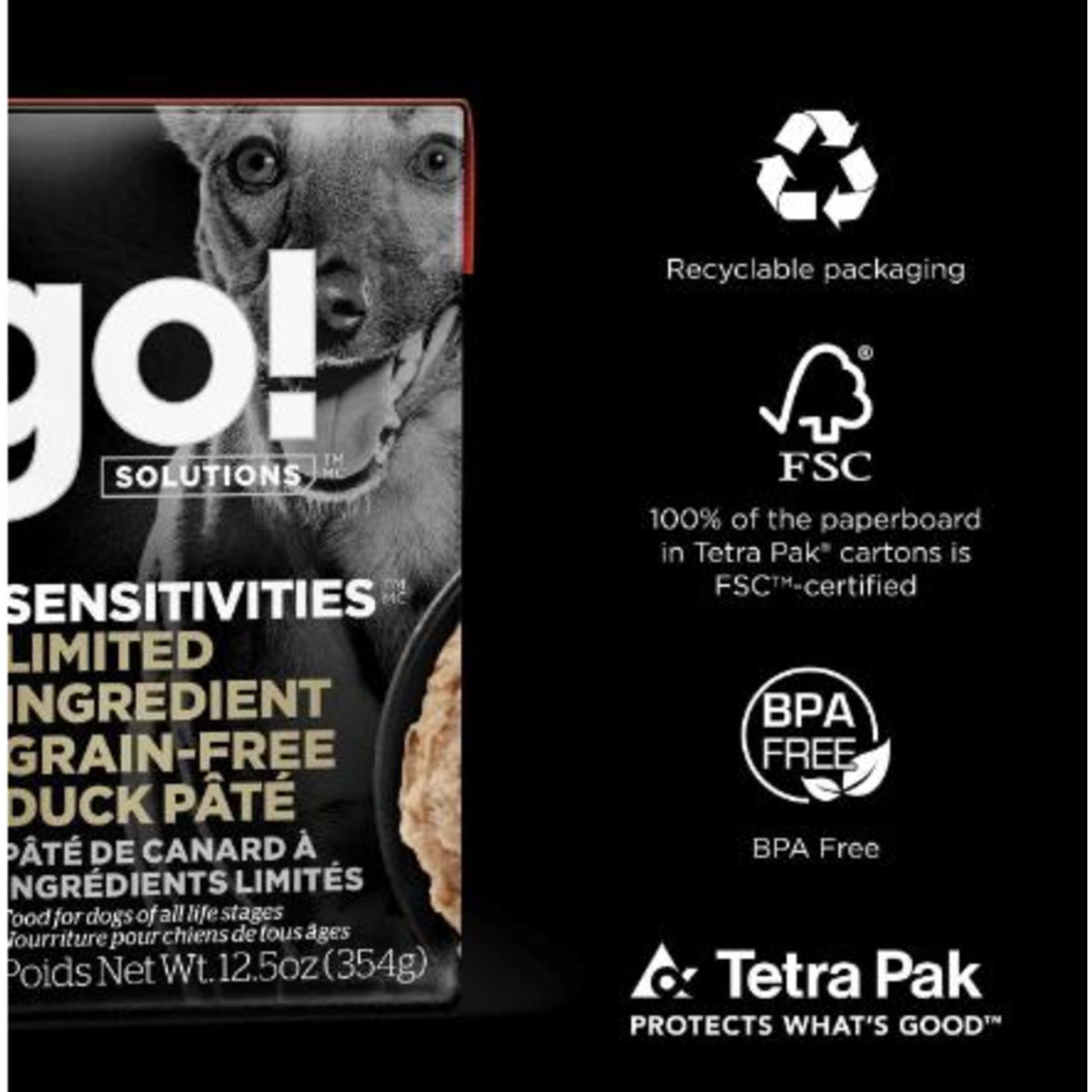 go! solutions Go! Dog Can Sensitivities LID GF Duck pate 354g