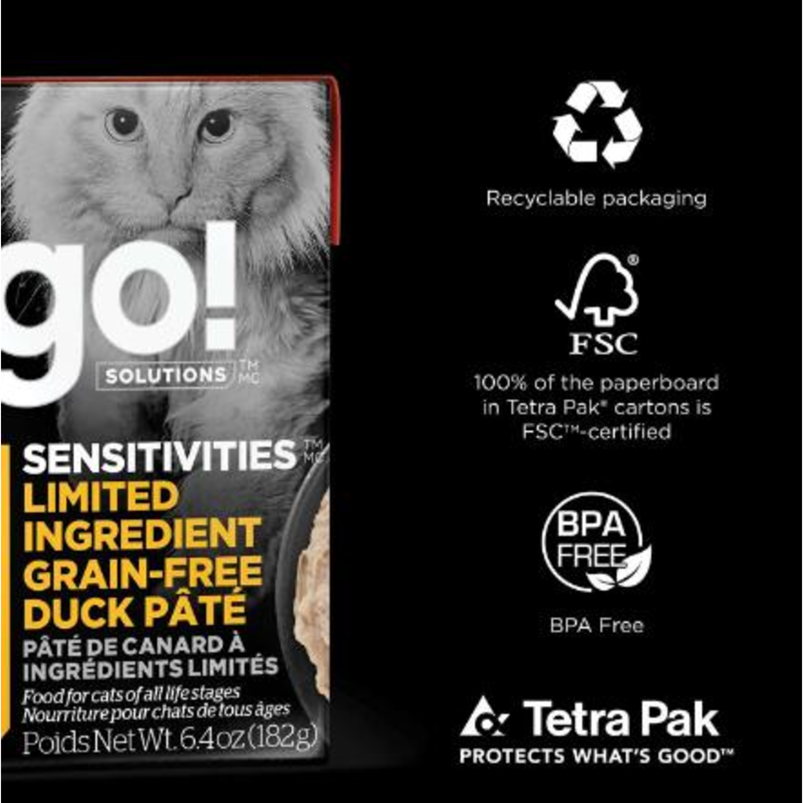 go! solutions Go! Cat can Sensitivities limited ingredient grain free Duck Pate
