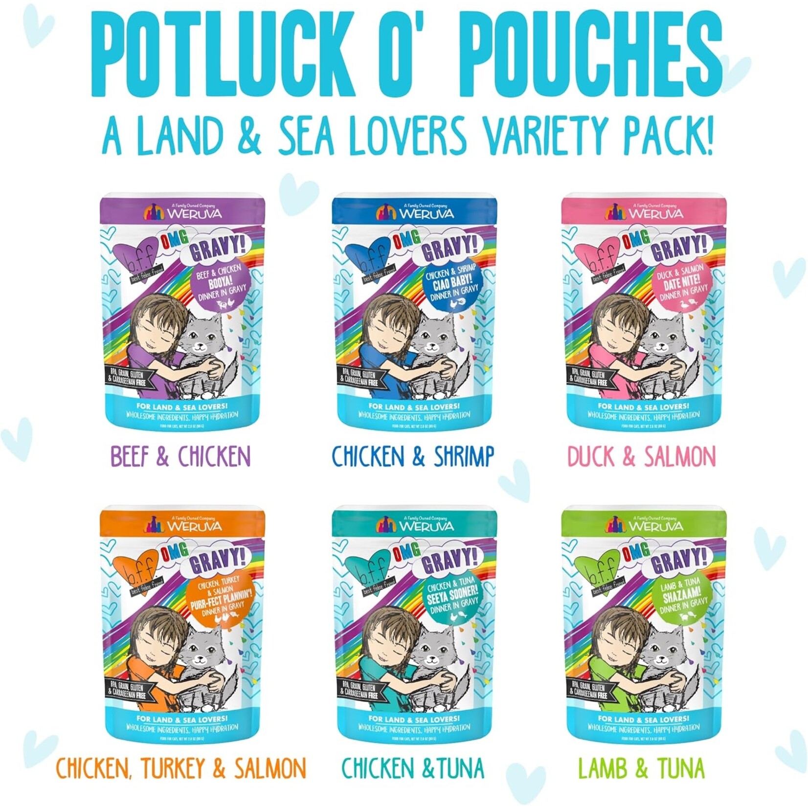 Weruva Weruva OMG Potluck for cats 12 x 2.8 oz pouches Variety pack
