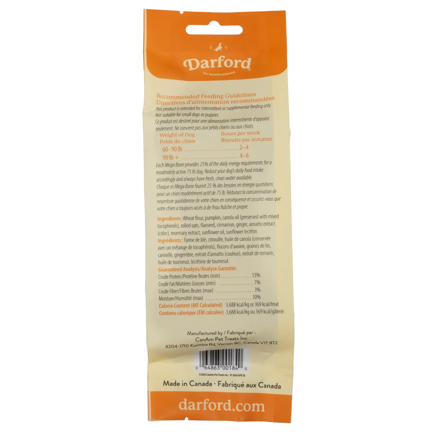 Darford Mega Junior Pumpkin Biscuit Bones  100g