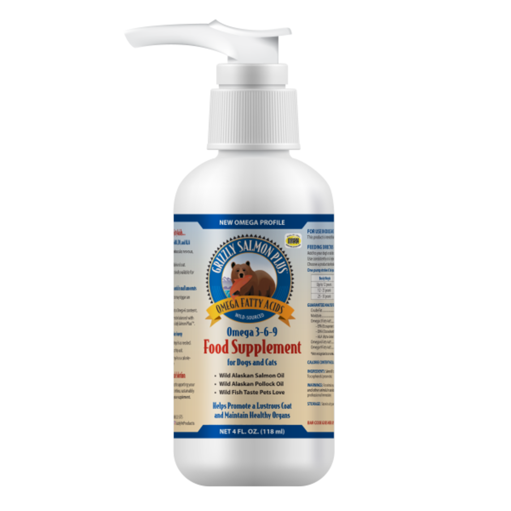 Grizzly Salmon Plus Oil Liquid Supplement For Dog  4oz