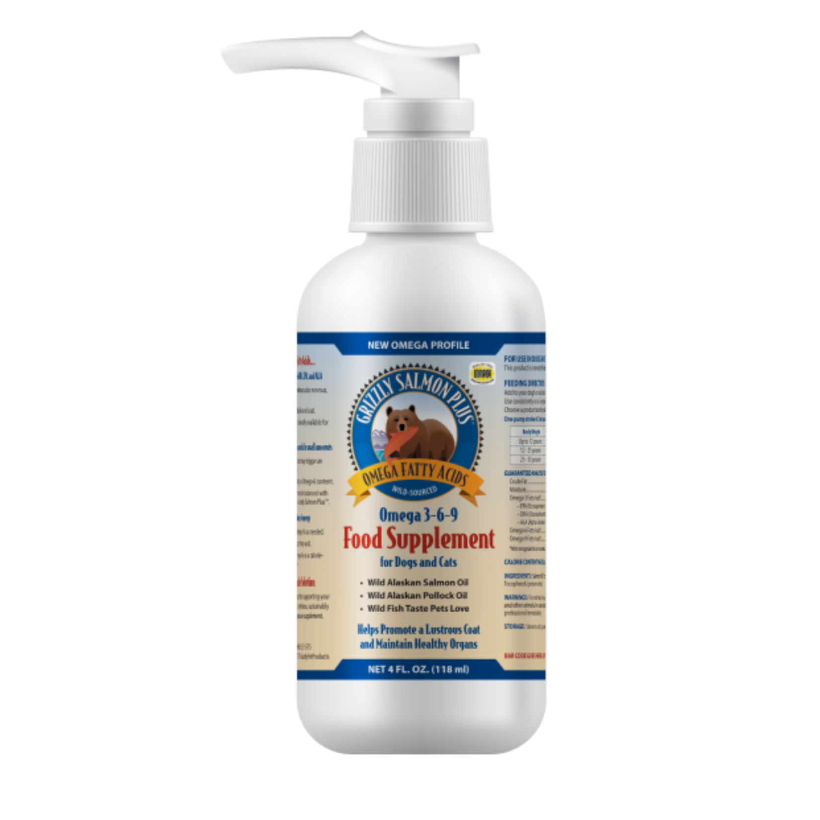 Grizzly Salmon Plus Oil Liquid Supplement For Dog  4oz