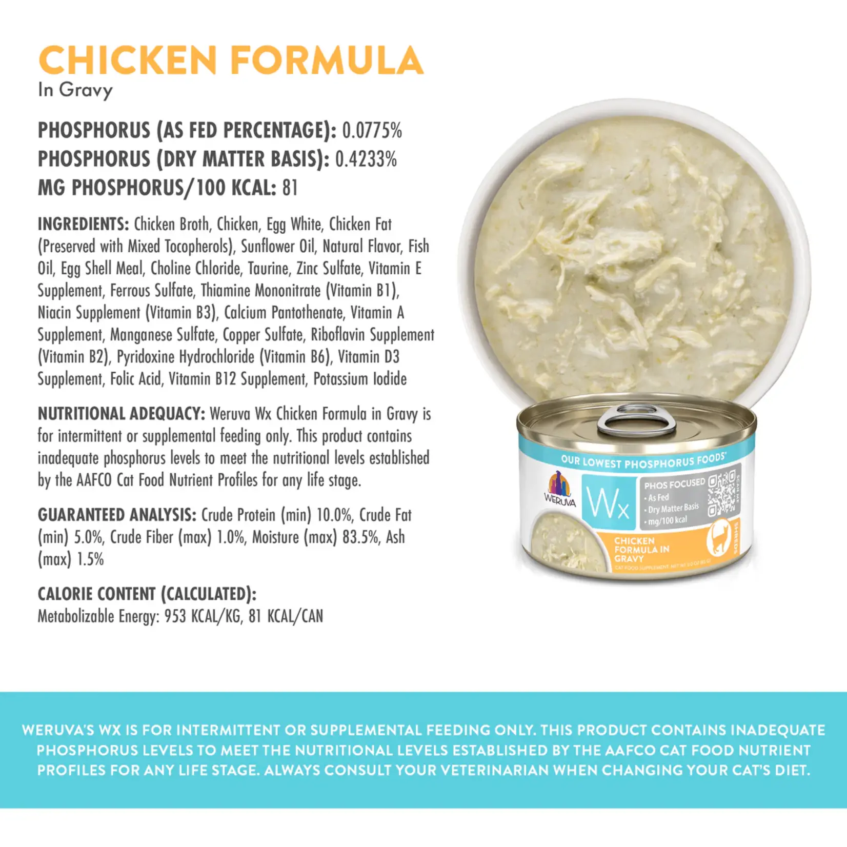 Weruva Weruva Wx Chicken Formula in Gravy Cat Wet Food 12x3Oz