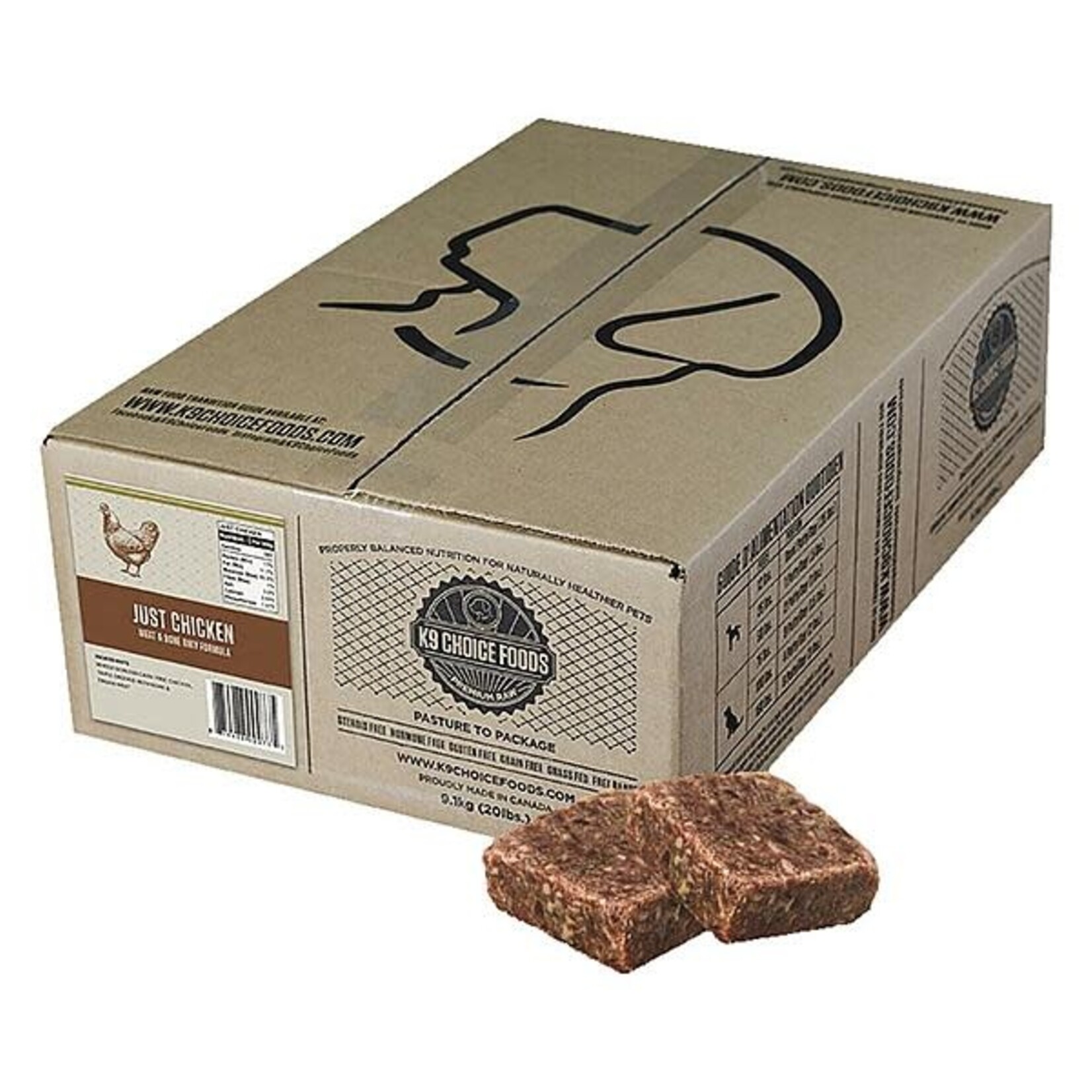 K9 Choice Frozen Raw Just Chicken Meat & Bone 20lb