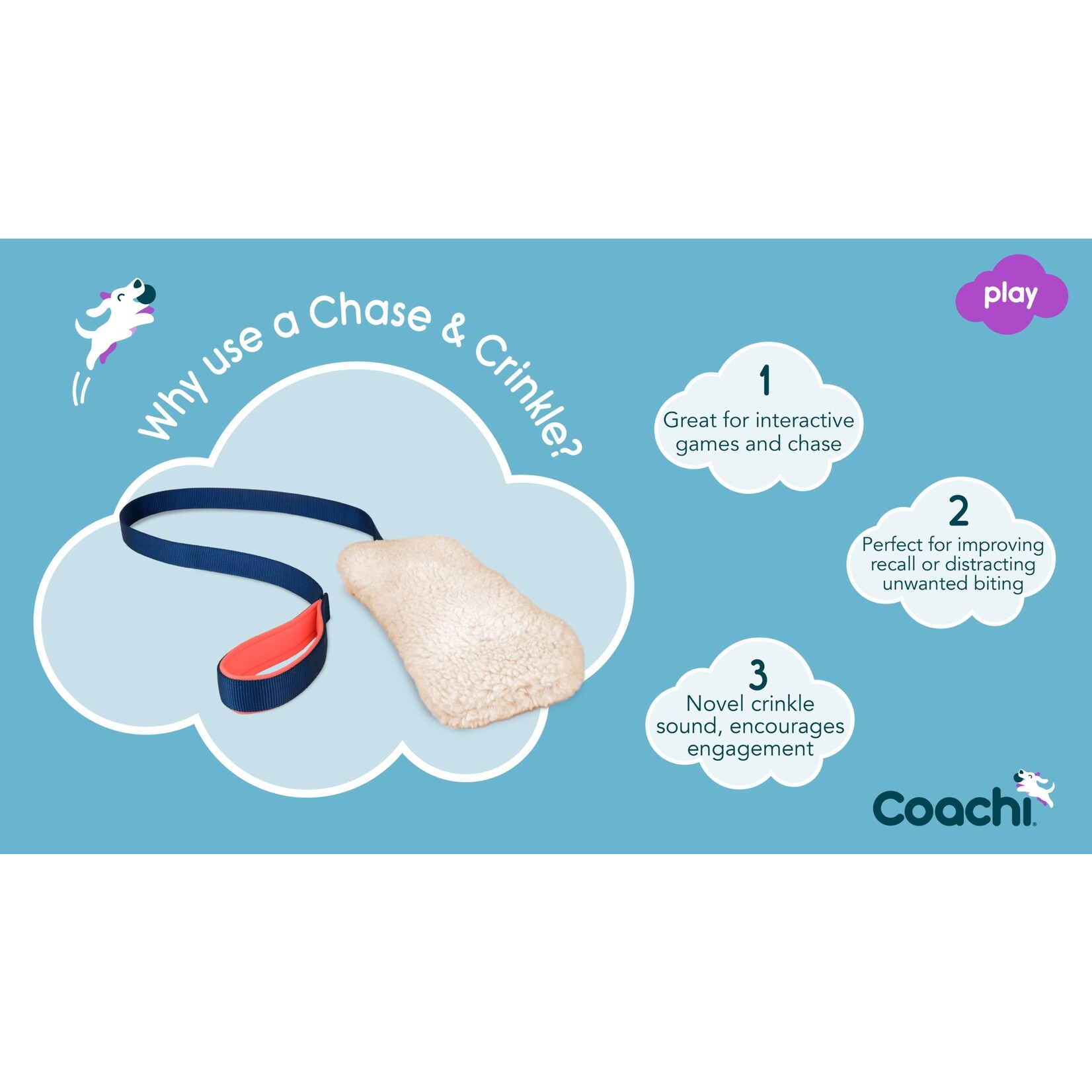 Coachi Play Chase & Crinkle with faux lambswool