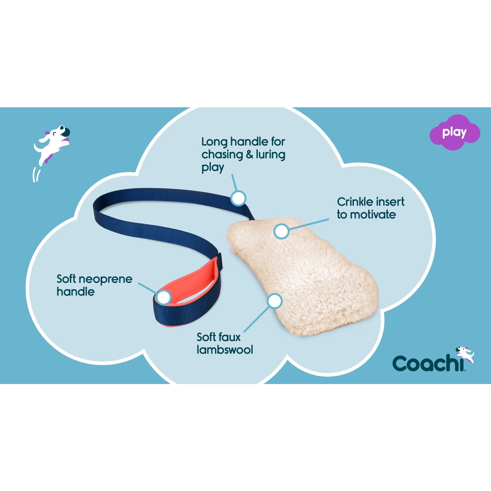 Coachi Play Chase & Crinkle with faux lambswool