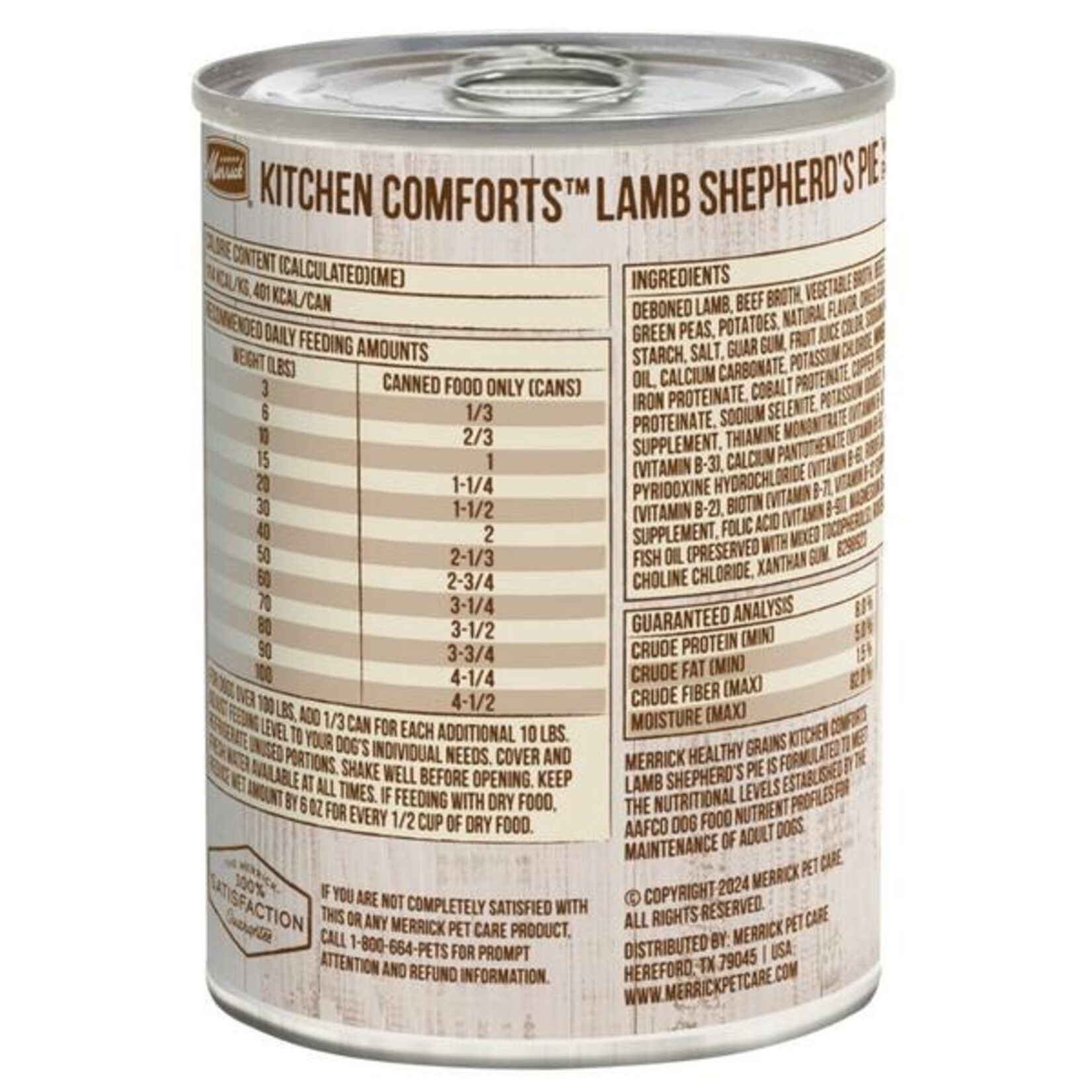 Merrick Merrick Kitchen Comforts Lamb Shepherd's With Brown Rice , Carrots , Peas + Potatoes in Gravy  12.7oz
