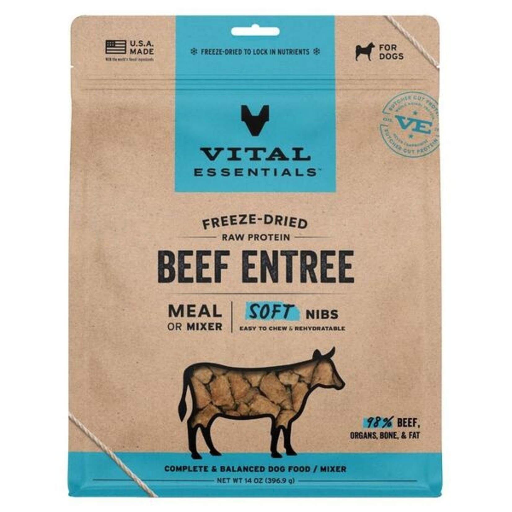 Vital Essential Vital Essentials Freeze Dried Raw Beef Entree & Mixer Soft Nibs 14OZ