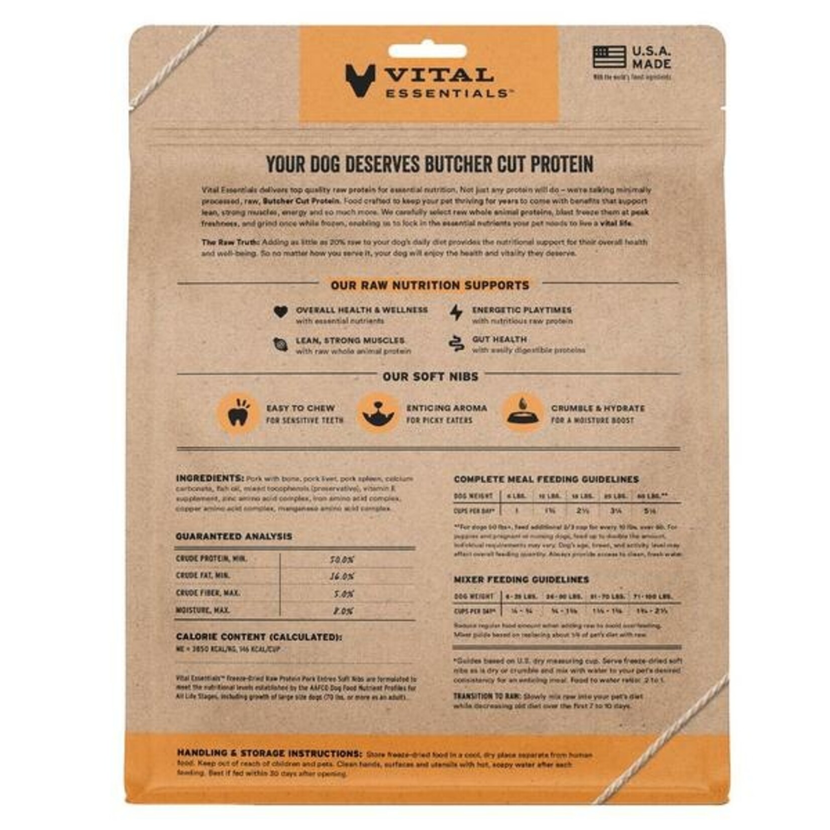 Vital Essential Vital Essentials Freeze Dried Raw Pork Entree & Mixer Soft Nibs 14OZ