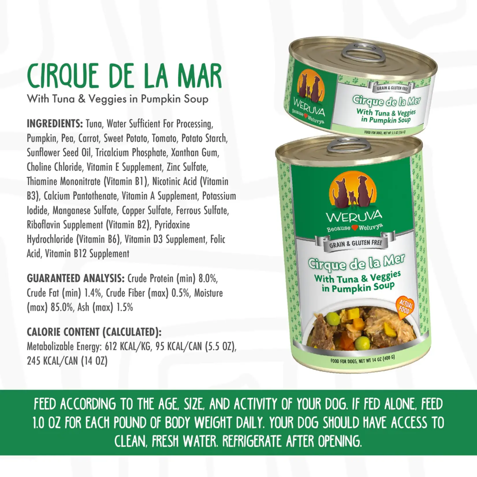 Weruva Weruva Dog Wet Food Cirque De La Mer with Tuna + Veggies in Pumpkin Soup  14oz
