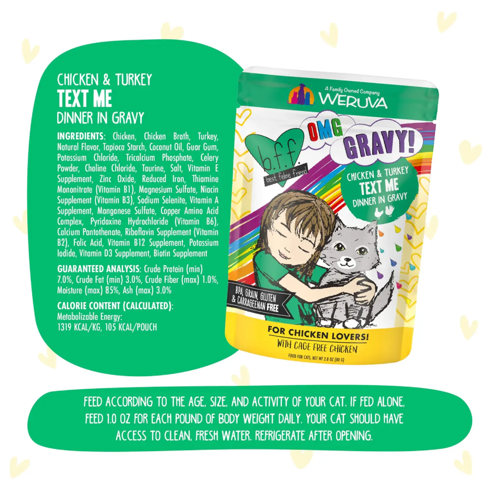 Weruva Weruva Best Feline Friend Text Me Chicken & Turkey Dinner In Gravy 12pouches ( 2.8OZ)