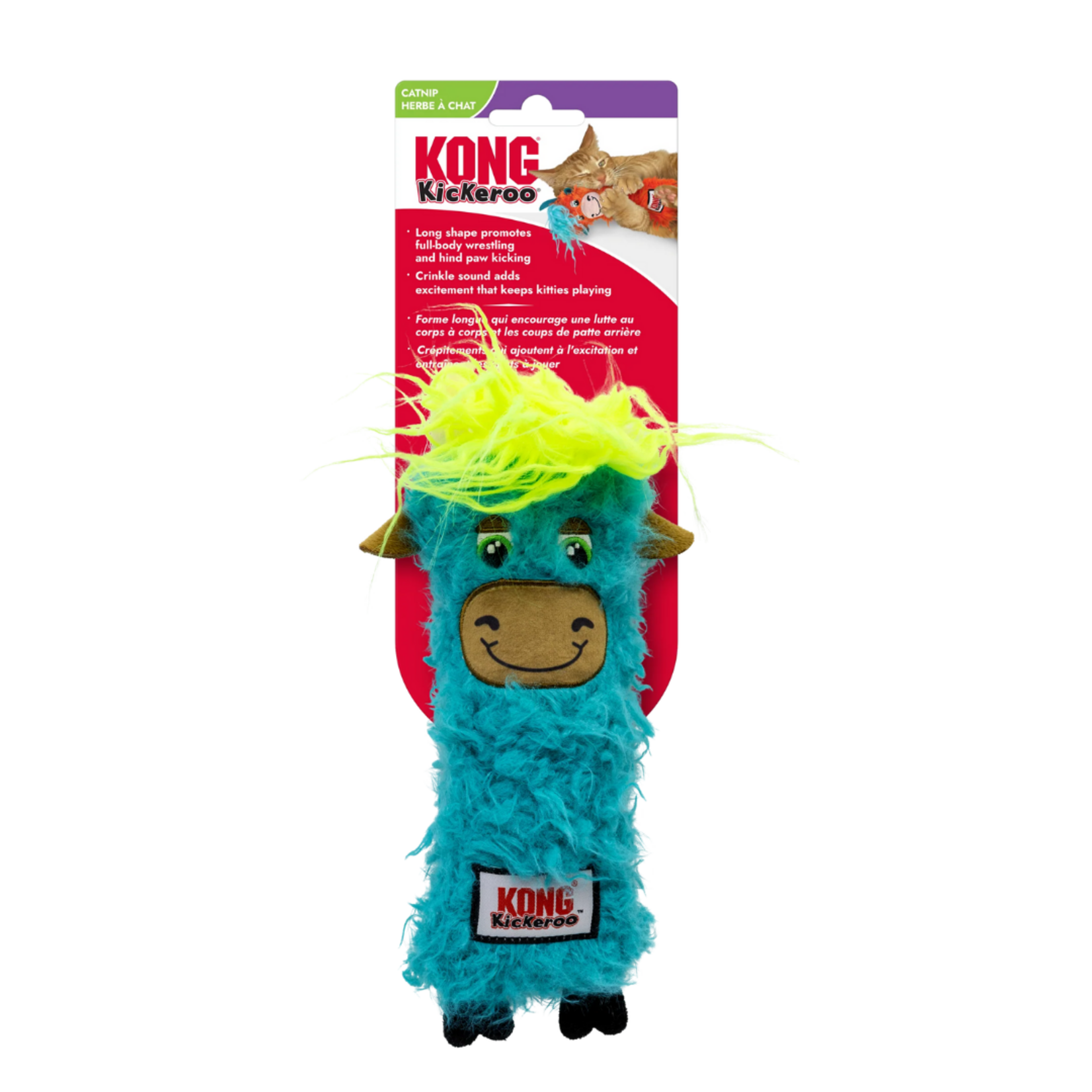 Kong Kong Kickeroo Highland Cat Toy Cow (blue)