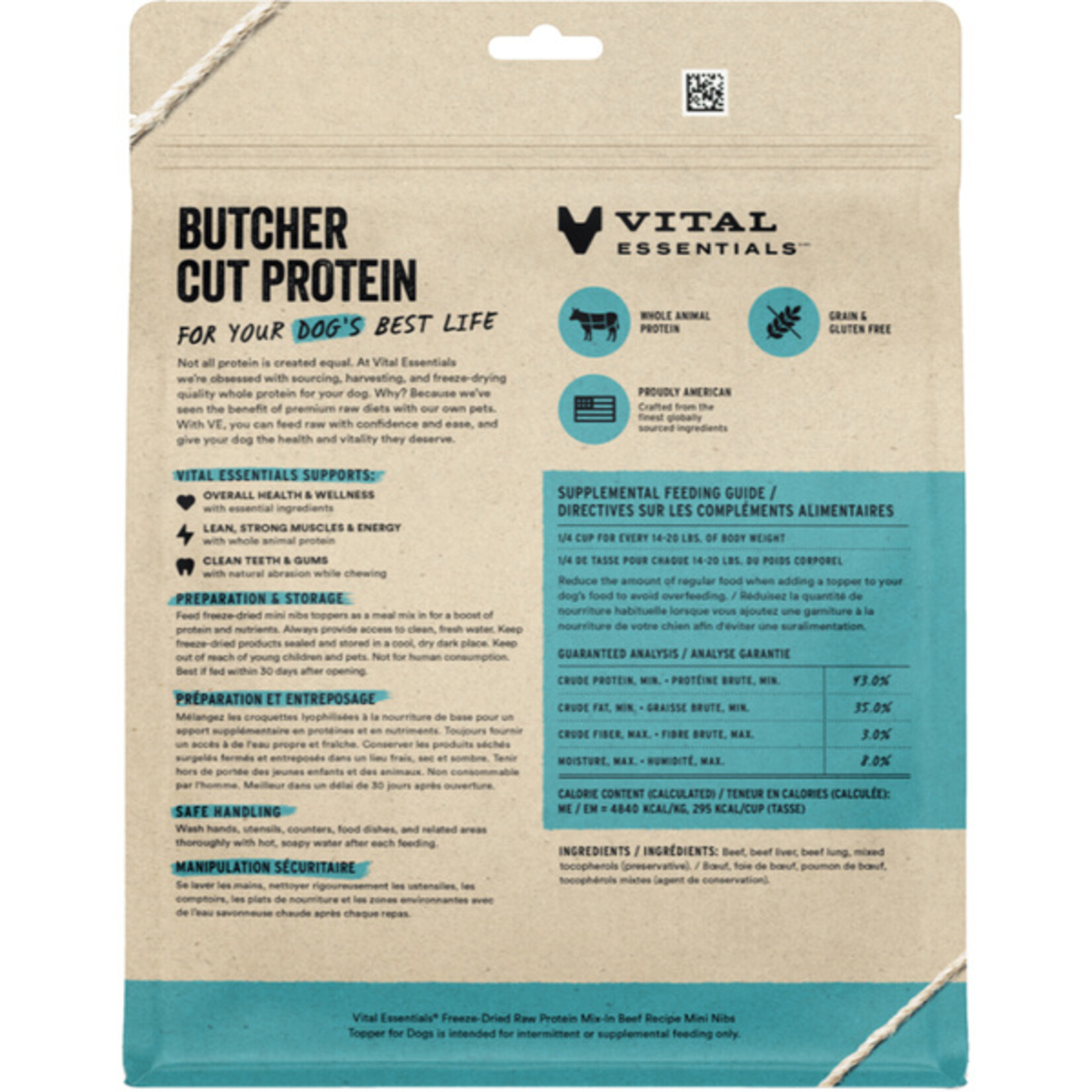 Vital Essential Vital Essentials Freeze Dried Raw Protein Mix - In Mini Nibs Beef 18OZ