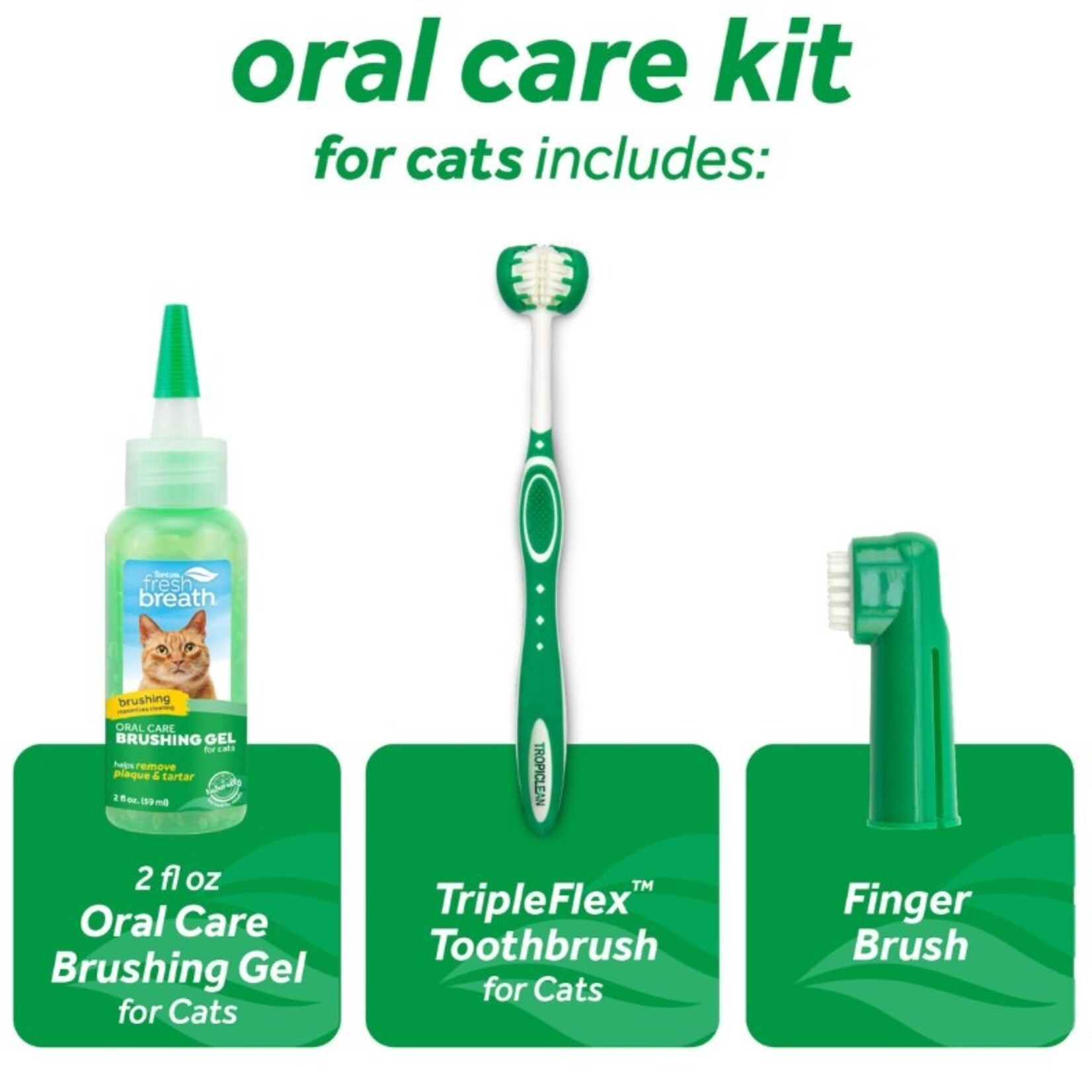 OxyMed TropiClean Fresh Breath Oral Care Brushing Cat Kit