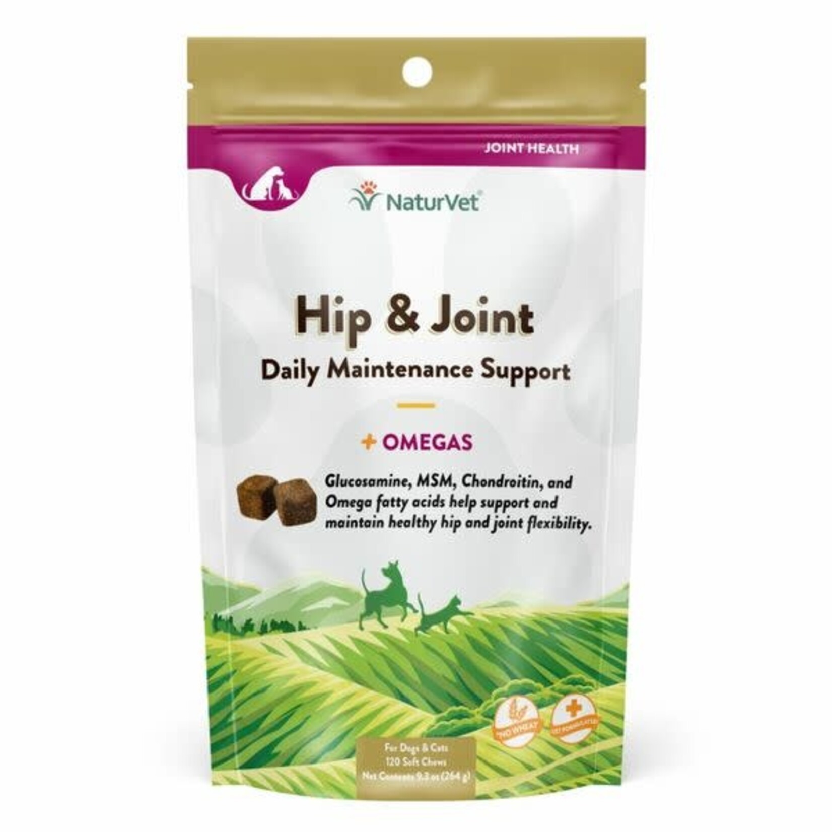 Naturvet Soft Chew Hip + Joint plus  Omegas 120 Soft Chews (DOG+ Cats)
