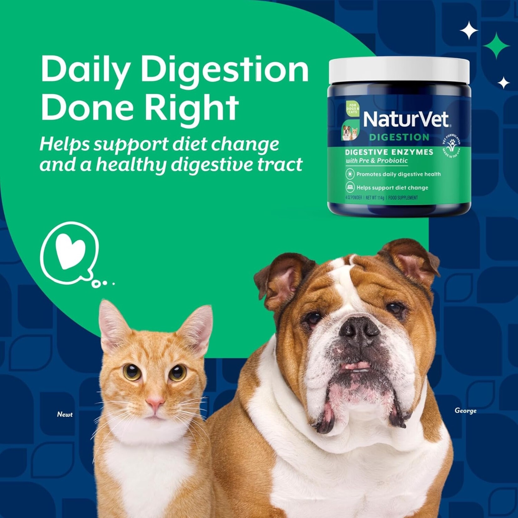 Naturvet Digestive Enzymes & Probiotic Powder 4oz Dogs & Cats