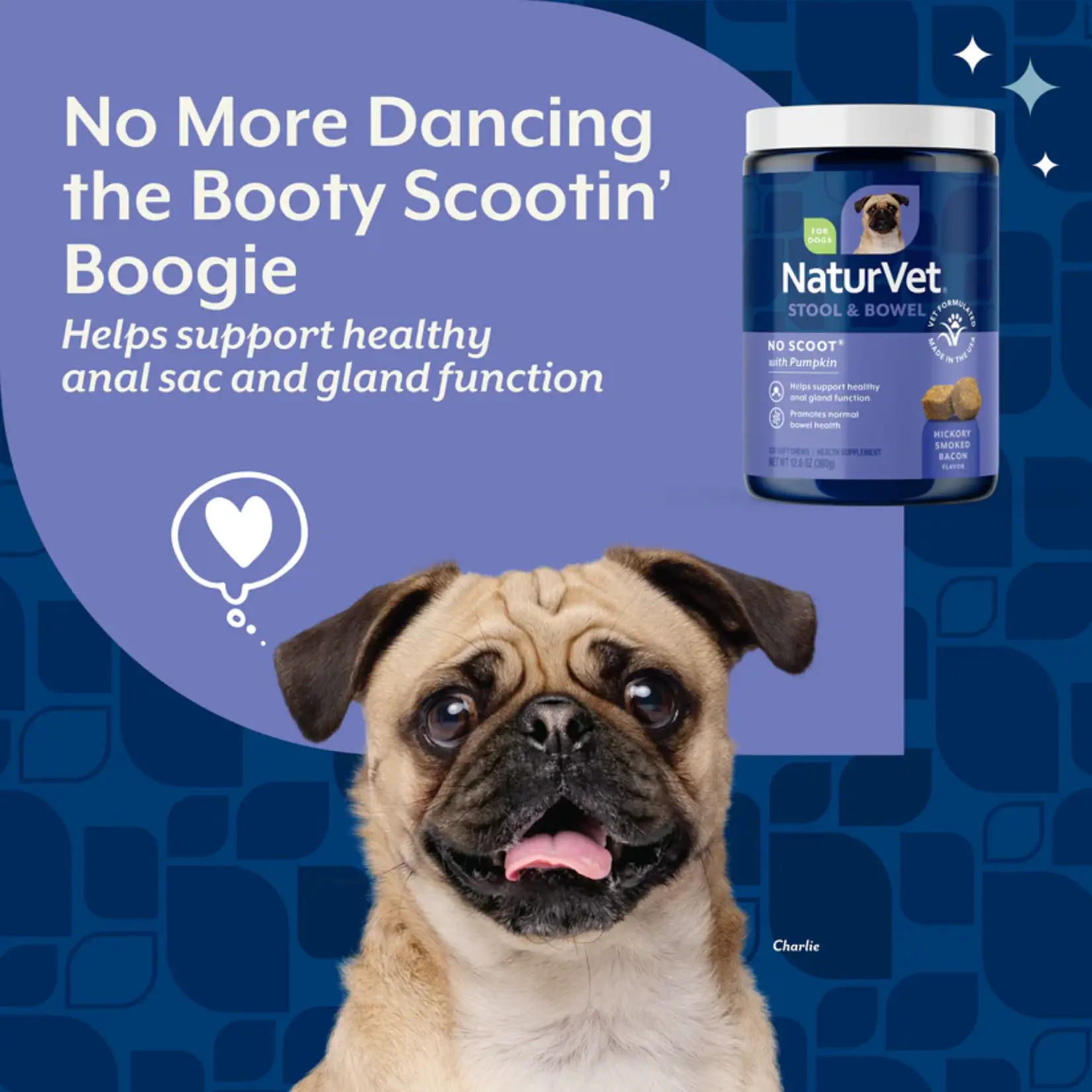 NaturVet Stool & Bowel No Scoot With Pumpkin (120soft chews) Hickory smoked bacon flavor