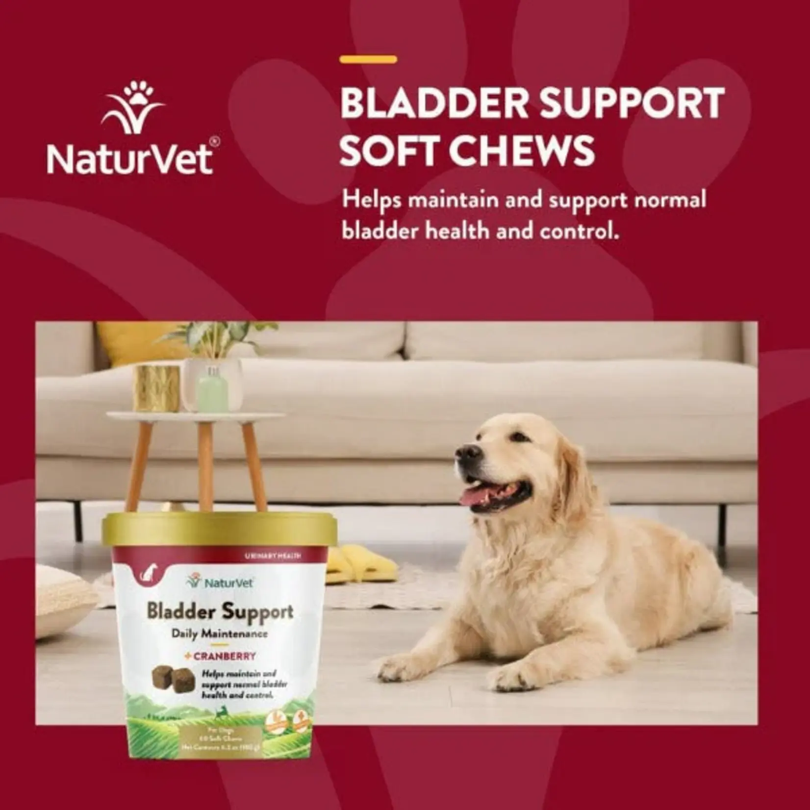 NaturVet Bladder Support Daily Maintenance+ Cranberry (60 soft chews)