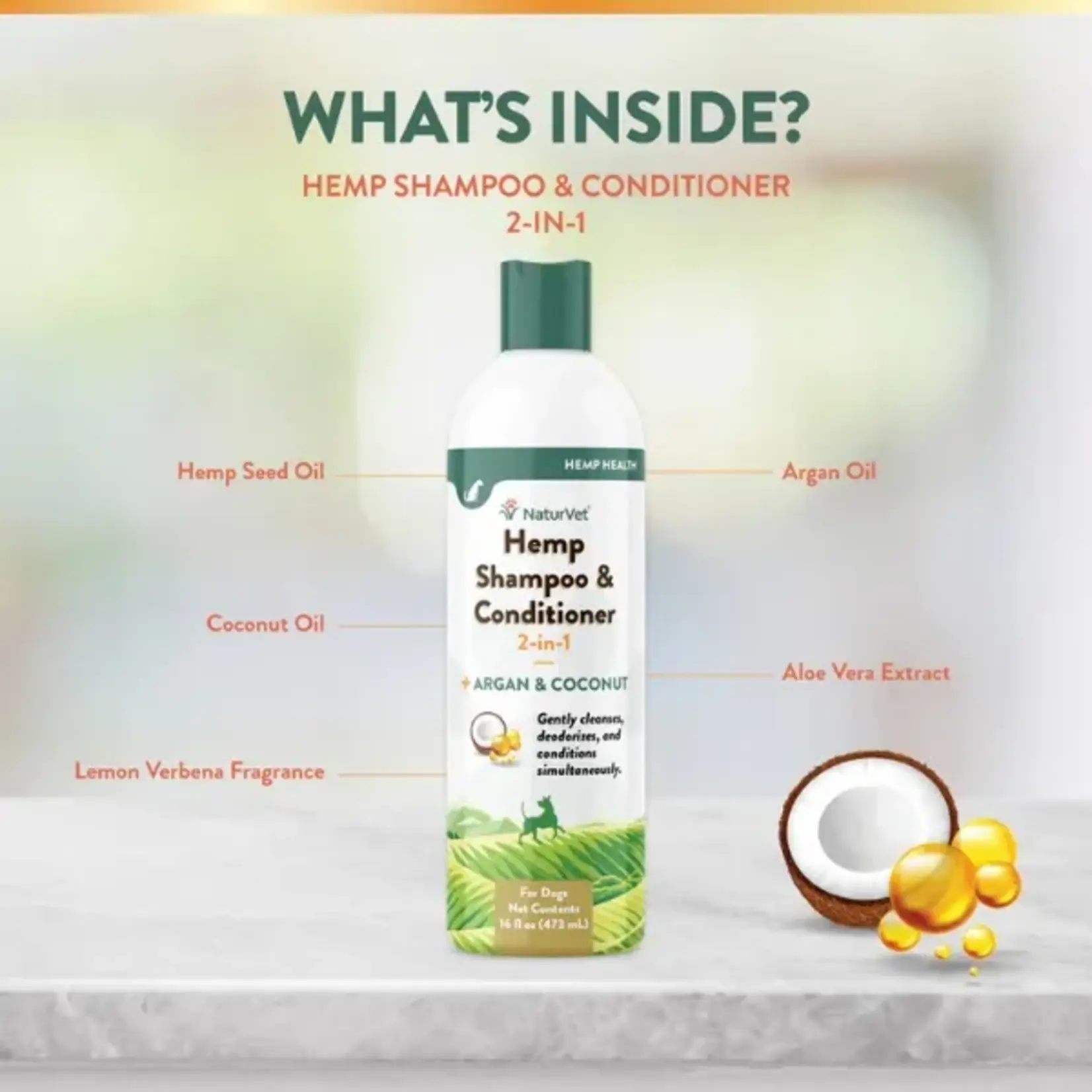 NaturVet Hemp 2-1 Shampoo & Conditioner 16OZ