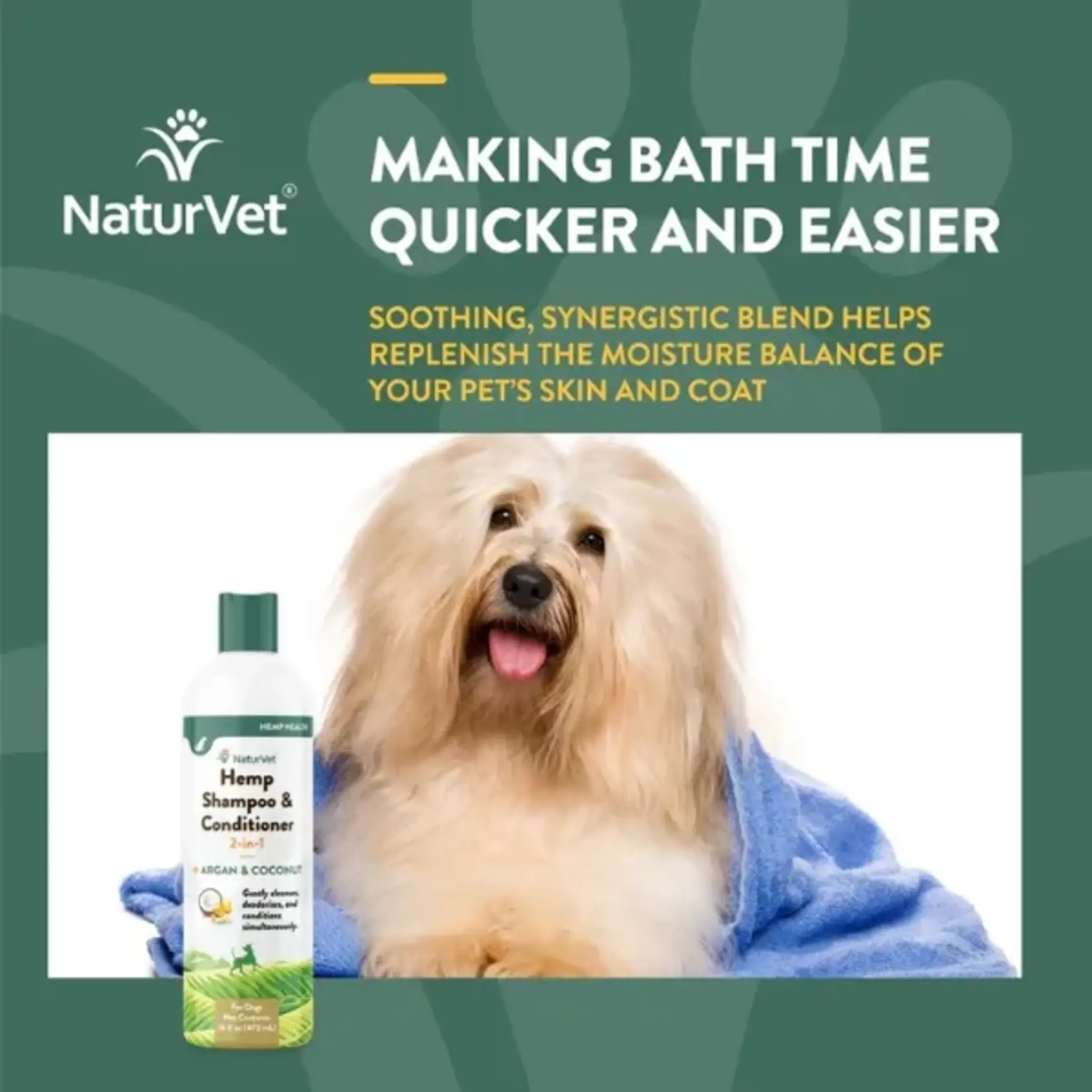 NaturVet Hemp 2-1 Shampoo & Conditioner 16OZ