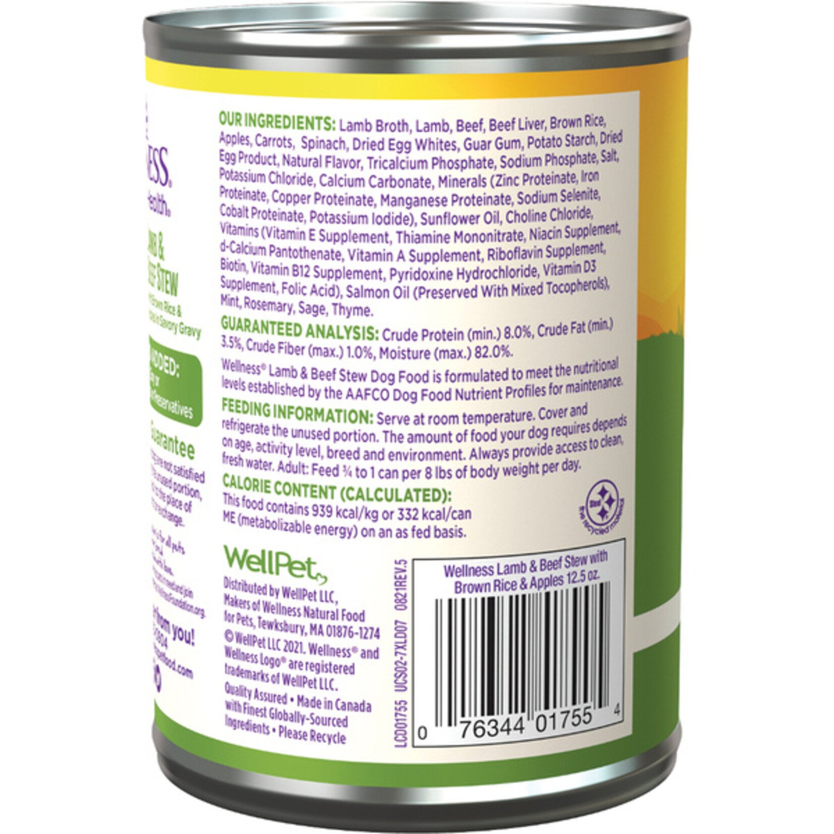 Wellness Grain Free Lamb & Beef Stew Dog Wet Food 12.5 OZ