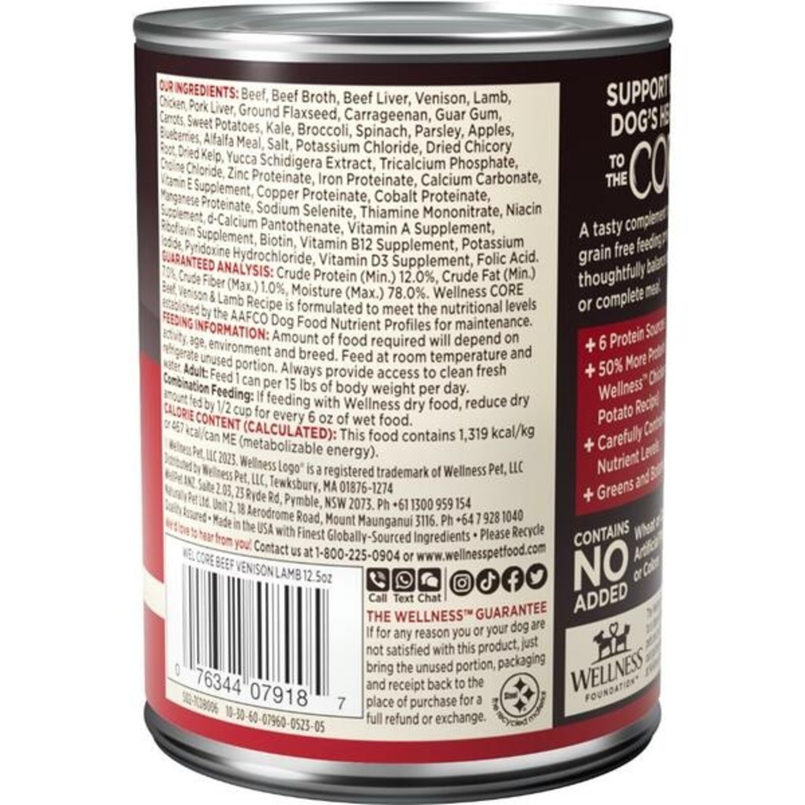 Wellness Core  Grain Free Beef/ Venison & Lamb  Dog Wet Food 12.5OZ