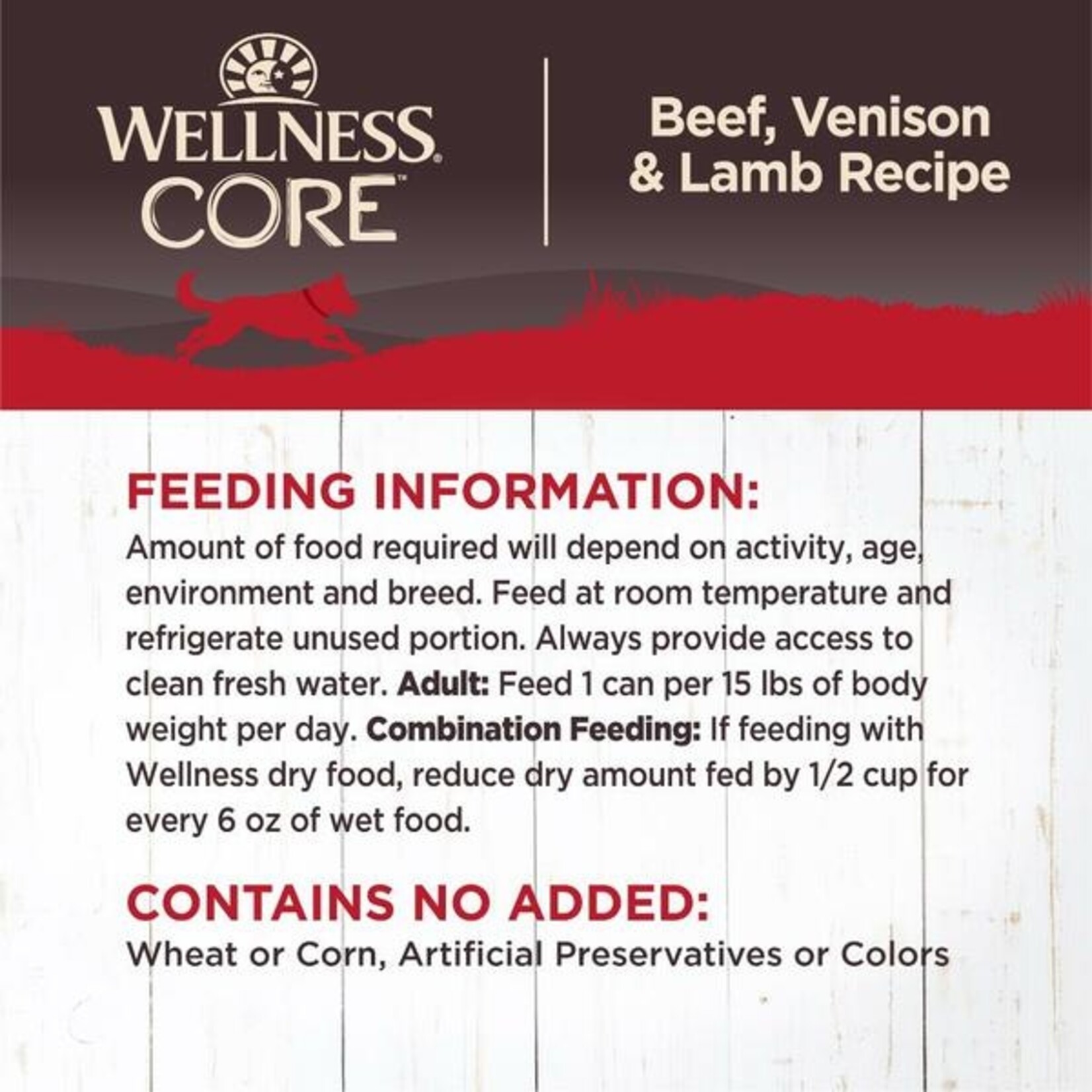 Wellness Core  Grain Free Beef/ Venison & Lamb  Dog Wet Food 12.5OZ