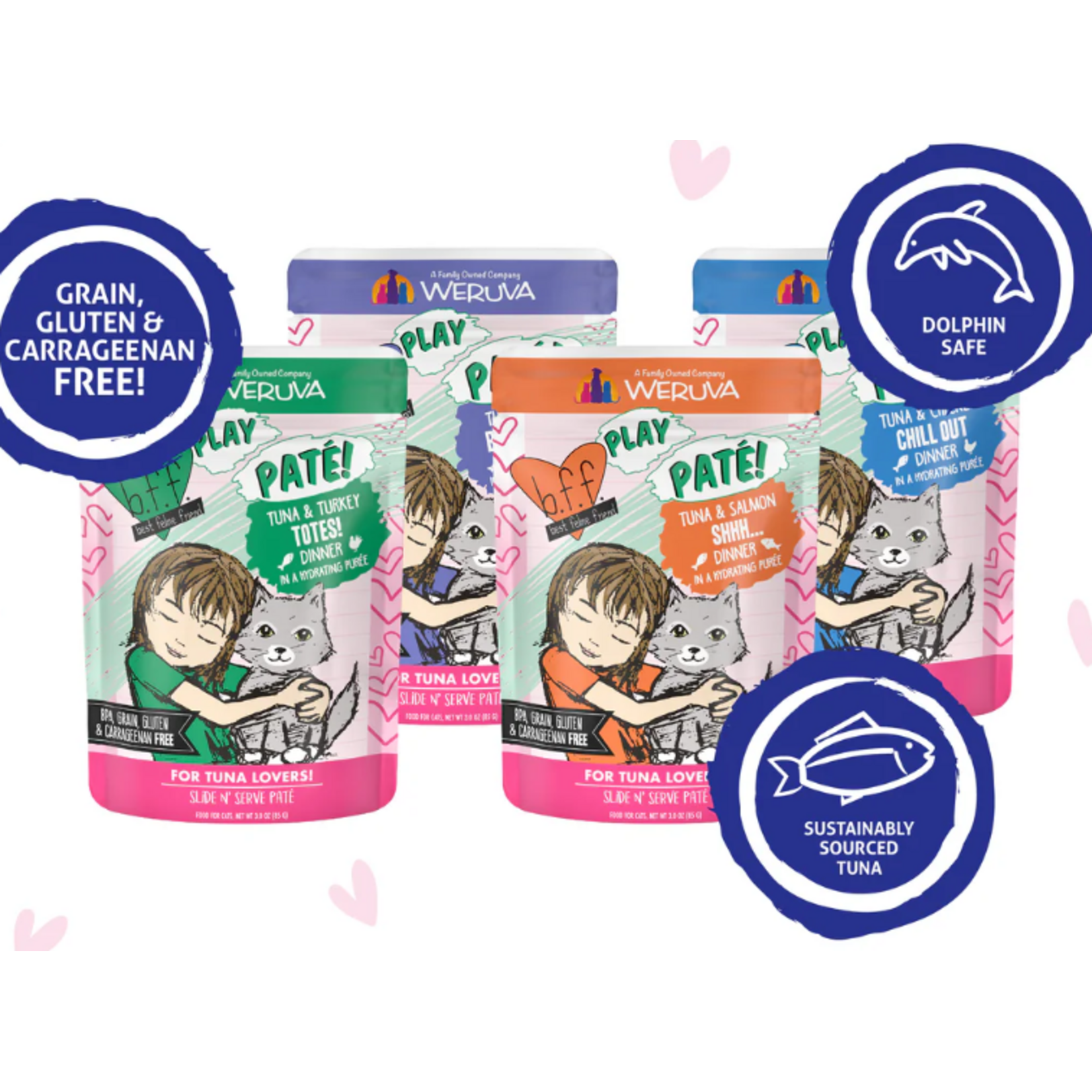 Weruva Weruva Best Feline Friend Tuna Lovers Variety Pate 4 Flavors (Cat) 12 Pouches 3OZ