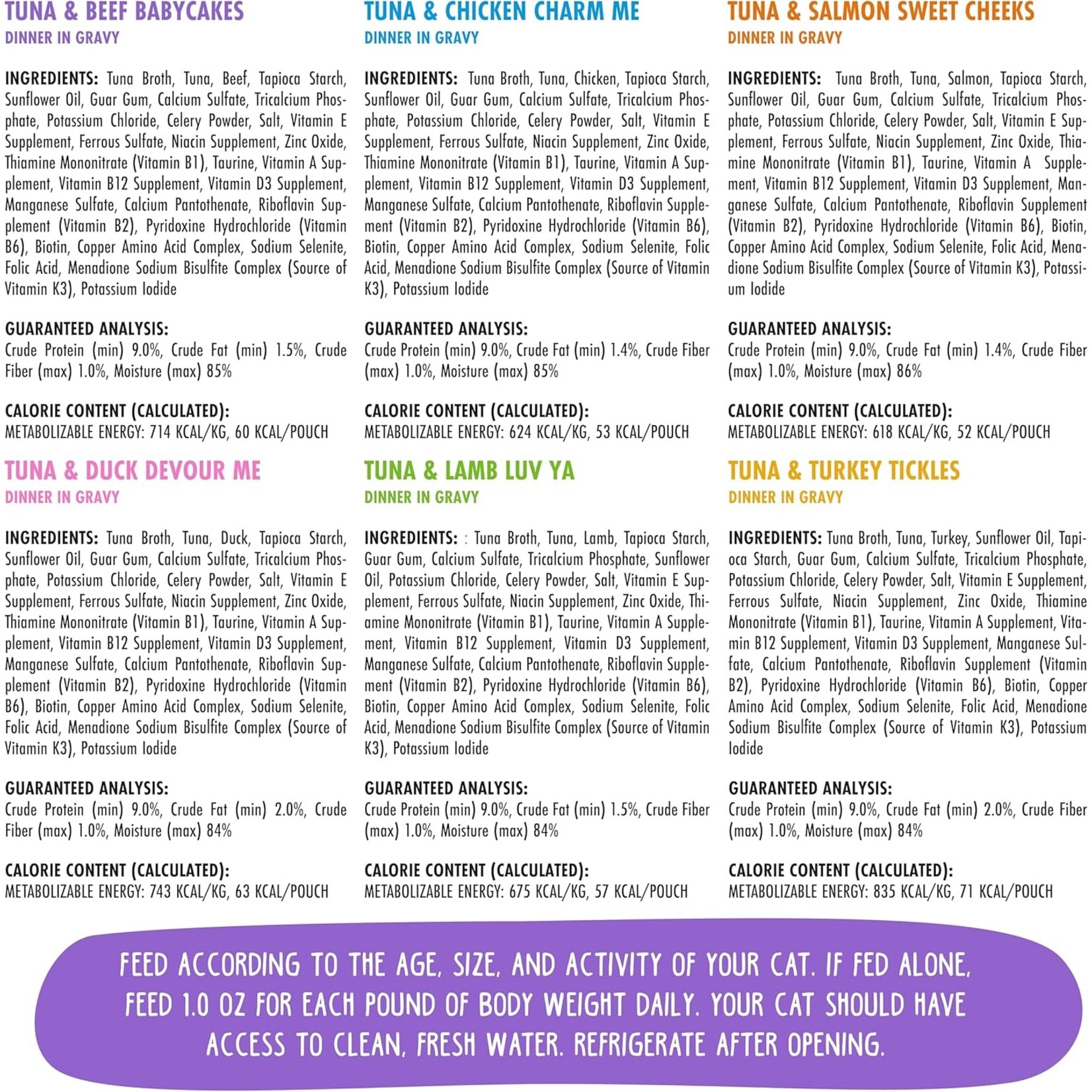 Weruva Weruva Best Feline Friend Tuna Lovers Variety Gravy 6 Flavors (Cat) 12 Pouches 3OZ