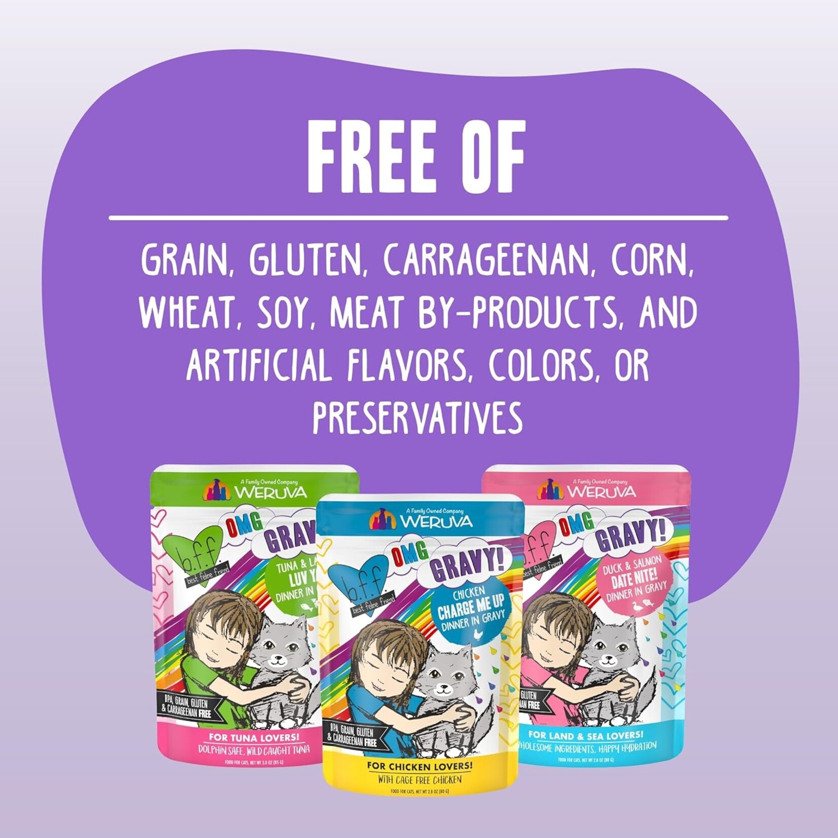 Weruva Weruva Best Feline Friend Tuna Lovers Variety Gravy 6 Flavors (Cat) 12 Pouches 3OZ