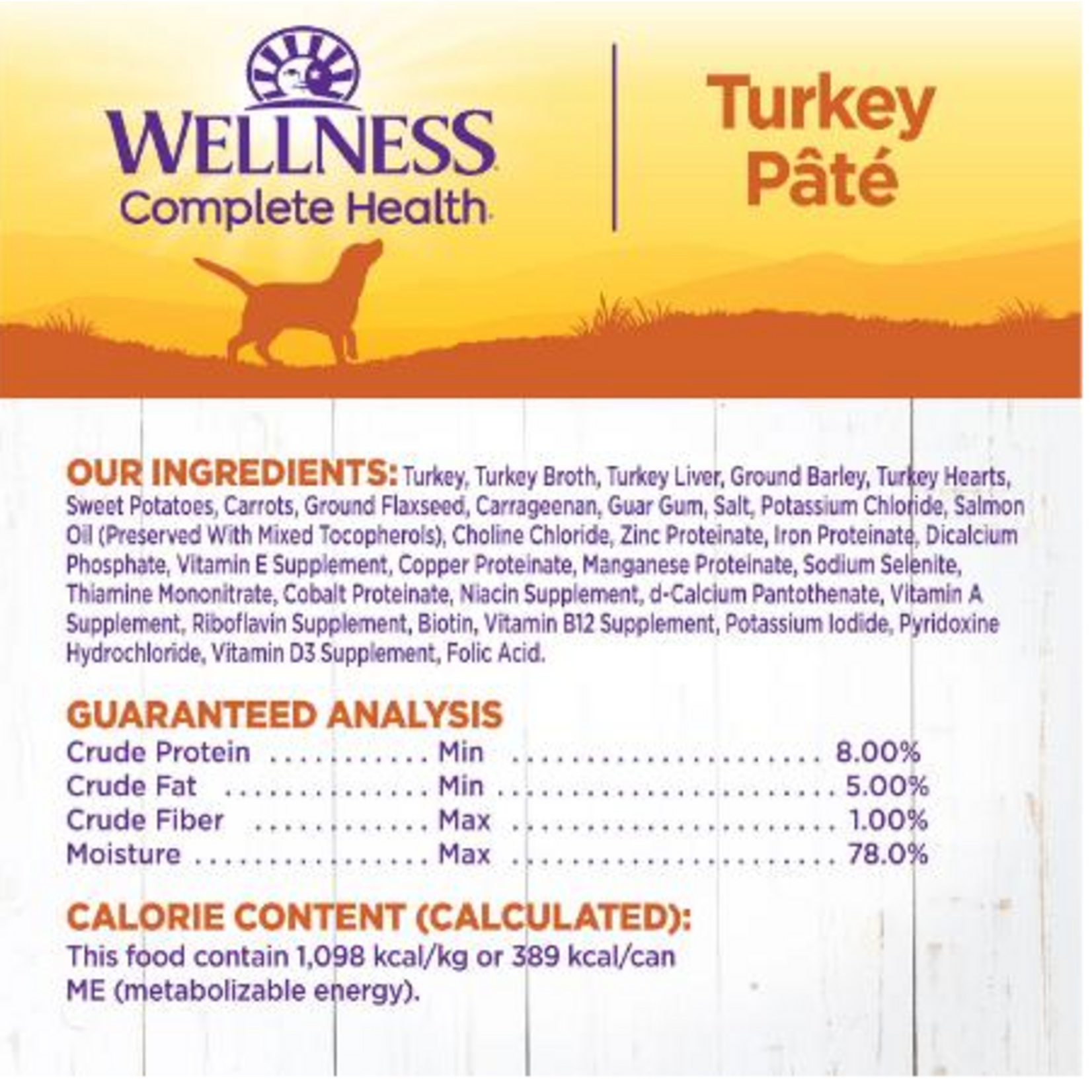 Wellness dog wet food Turkey & Sweet Potato 12.5 OZ
