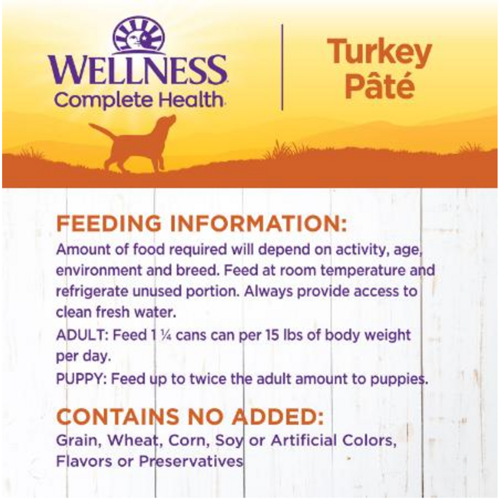 Wellness dog wet food Turkey & Sweet Potato 12.5 OZ