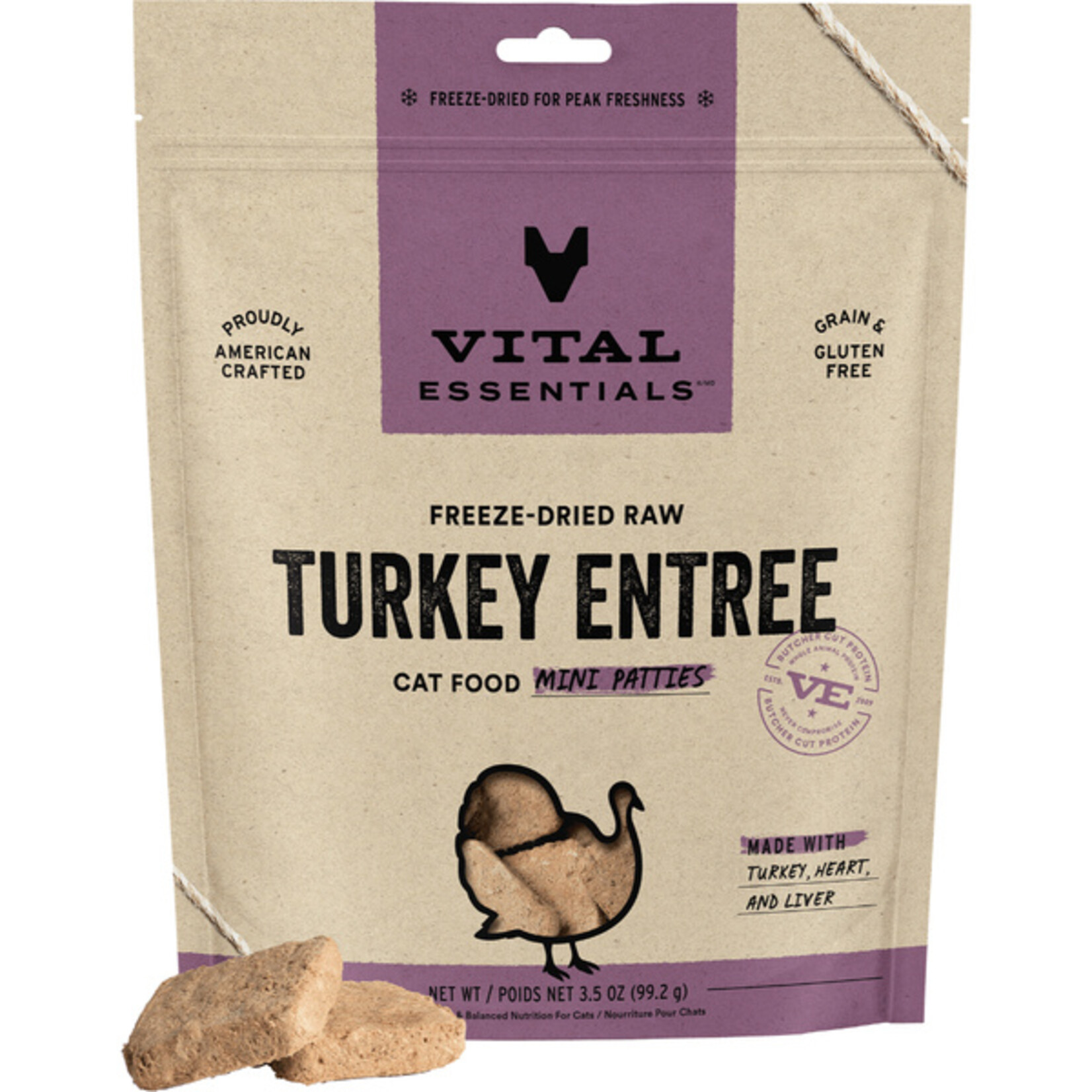 Vital Essential Vital Essentials Freeze Dried Raw Turkey Entree Patties for cats 3.5OZ
