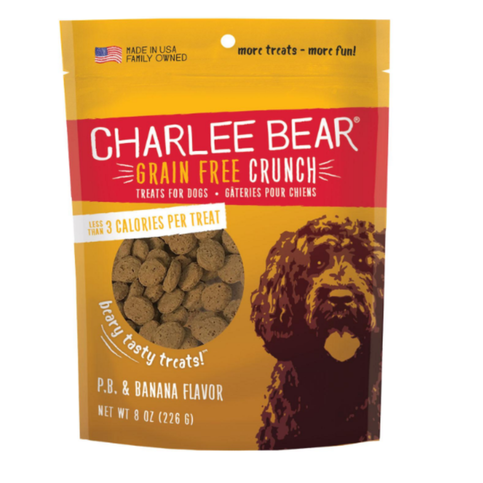 Charlee Bear Charlee Bear Grain Free Crunch Peanut Butter & Banana Dog Treat 8OZ