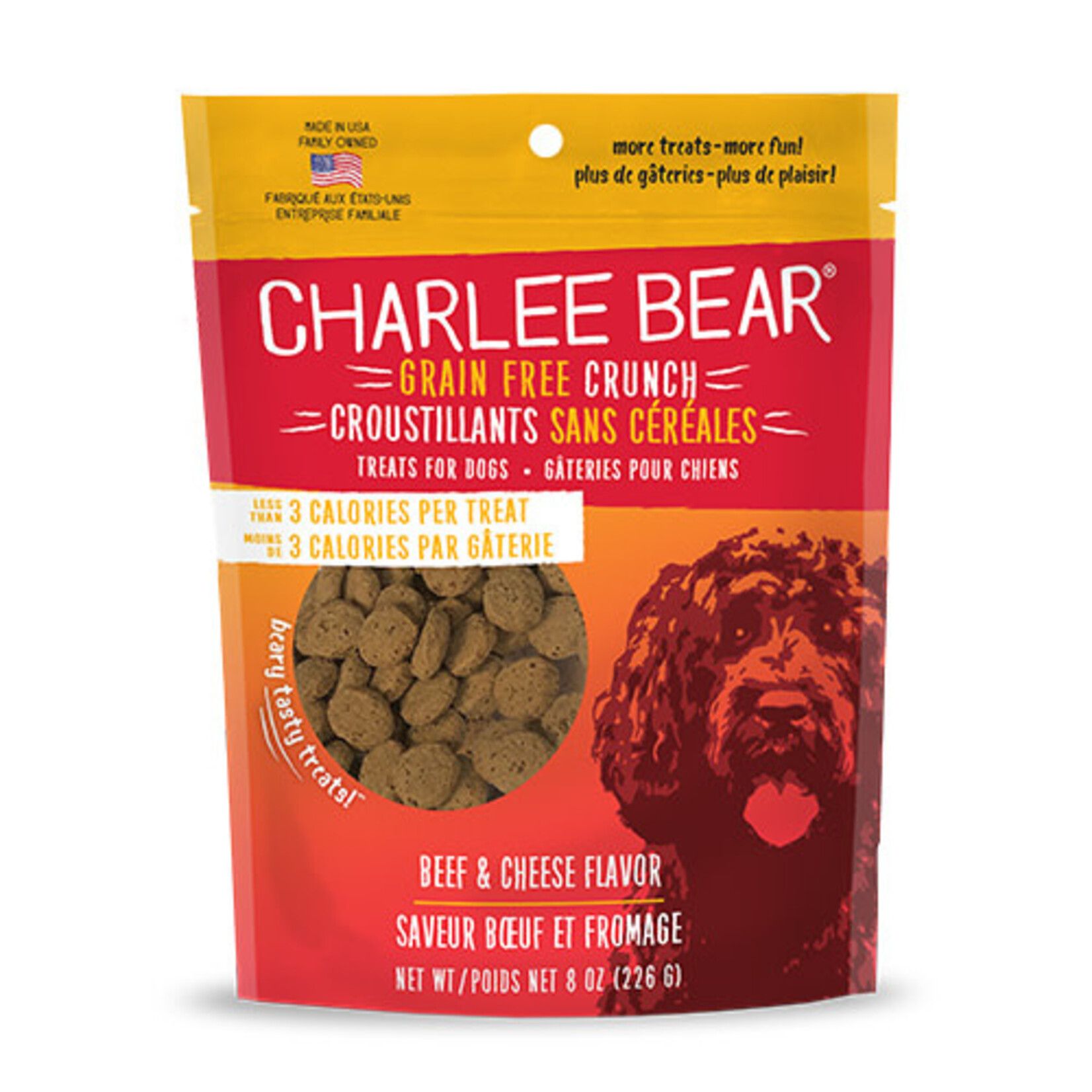 Charlee Bear Charlee Bear Grain Free Crunch Beef & Cheese Dog Treat 8OZ