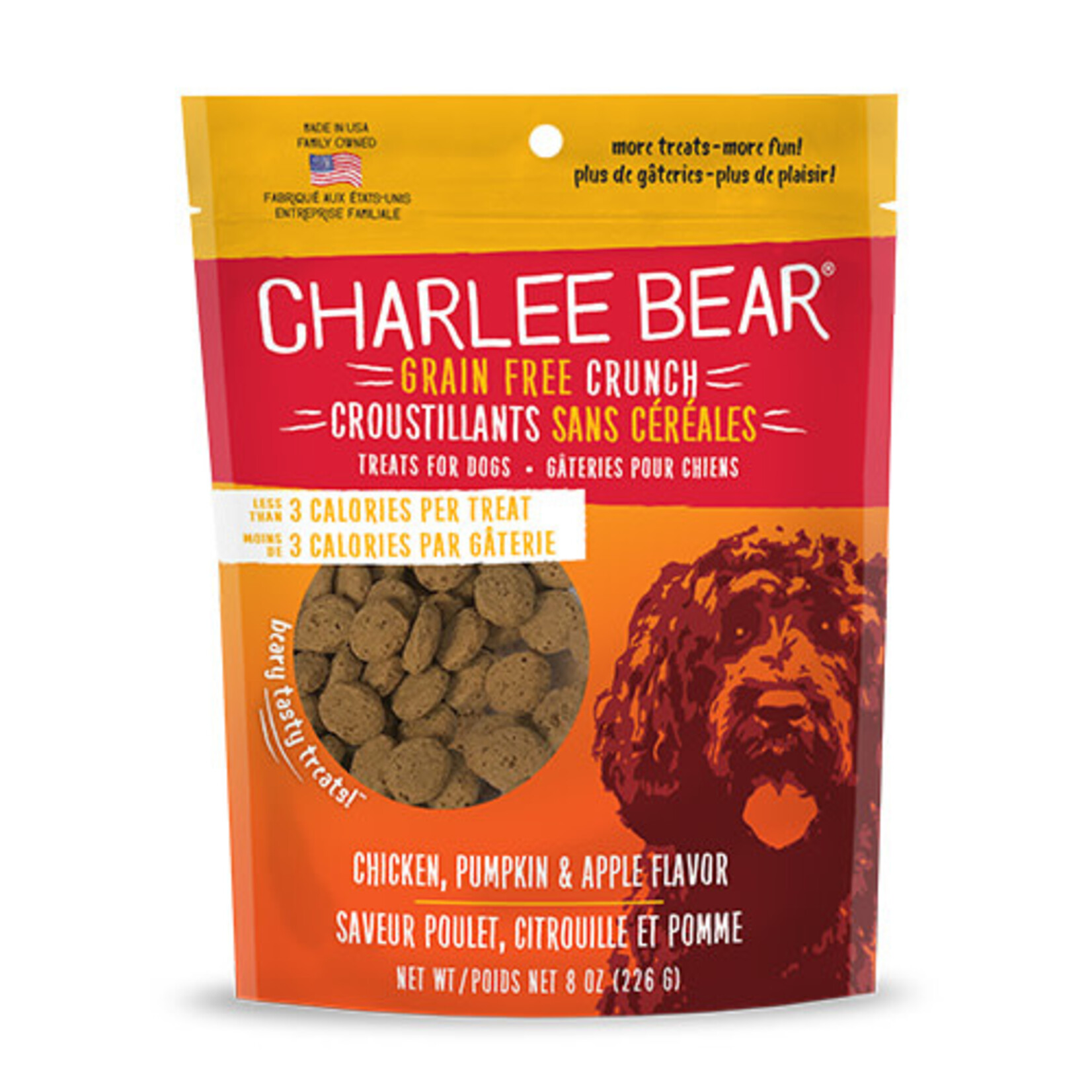 Charlee Bear Charlee Bear Grain Free Crunch Chicken , Pumpkin & Apple Dog Treat 8OZ