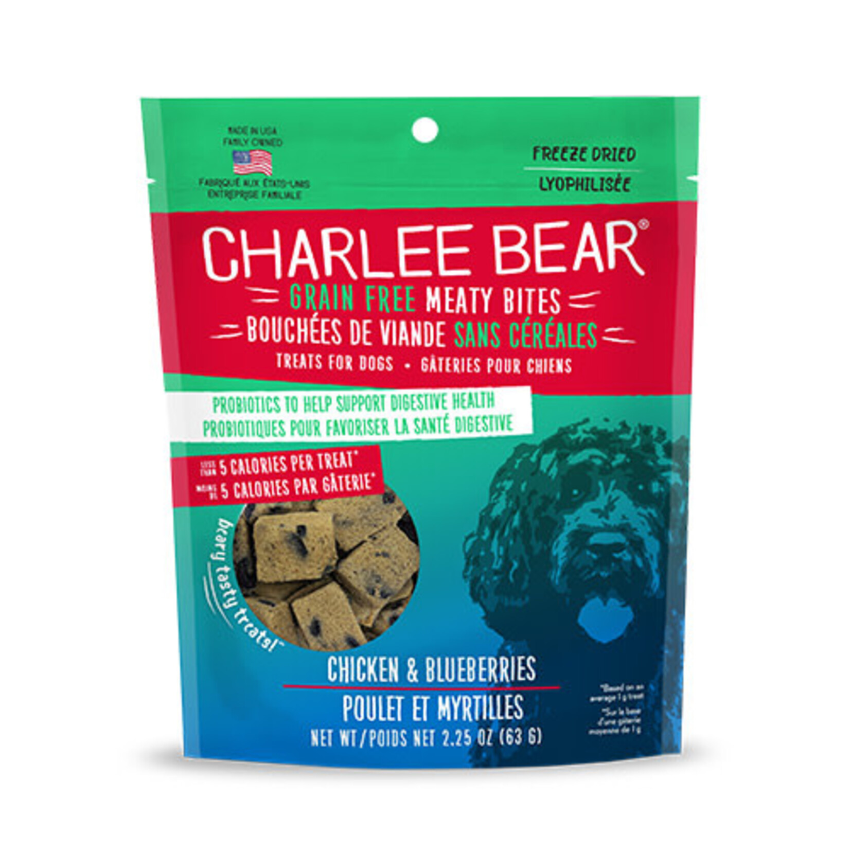 Charlee Bear Charlee Bear Grain Free Probiotics Freeze Dried Chicken & Blueberries Meaty Bites 2.25OZ