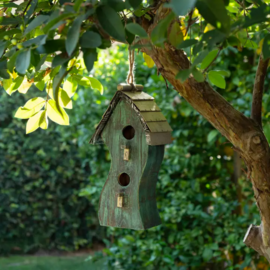 Green Swirly Wooden Birdhouse