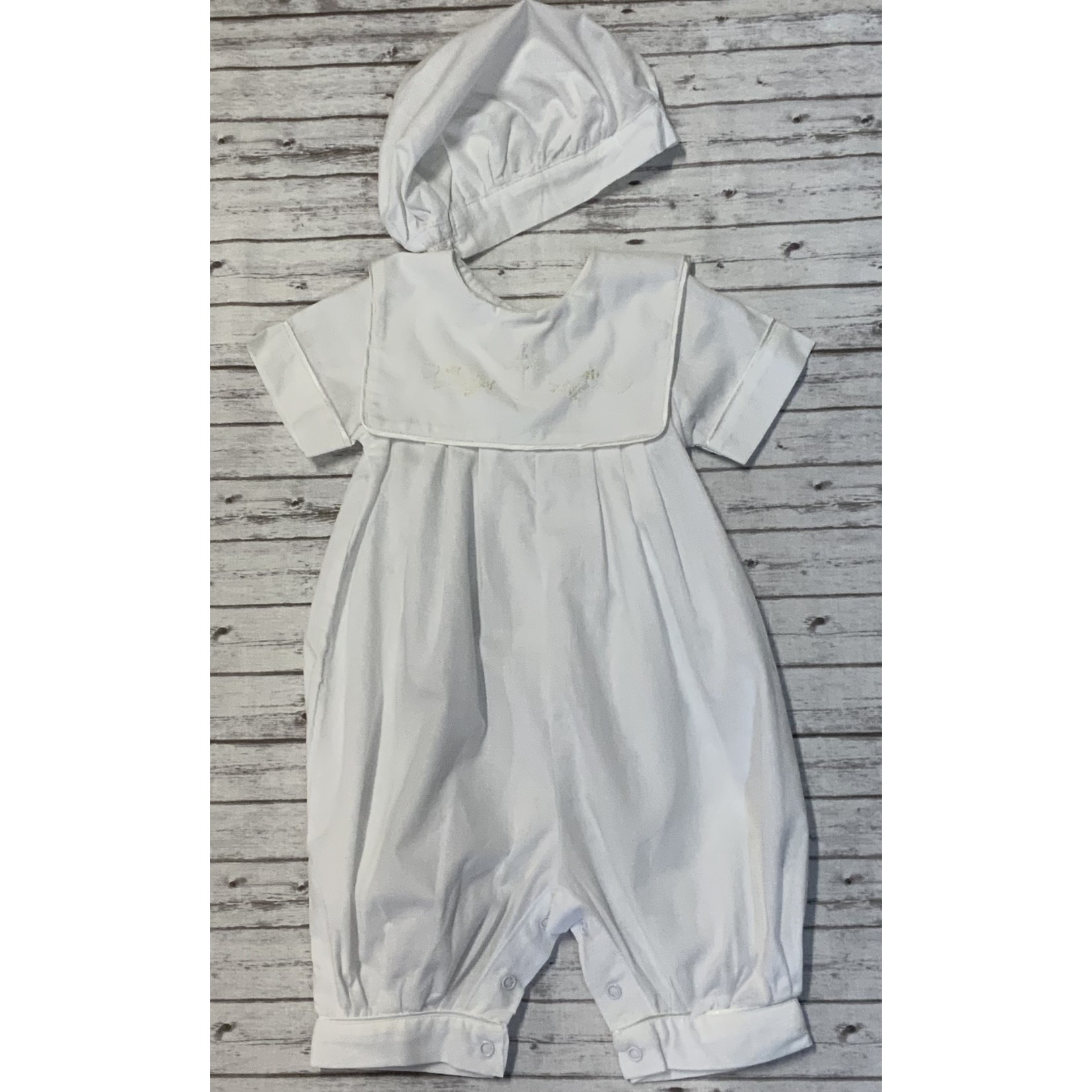 Carriage Boutique Carriage Boutique - Christening/Baptism Flap Collar Romper-Bubble