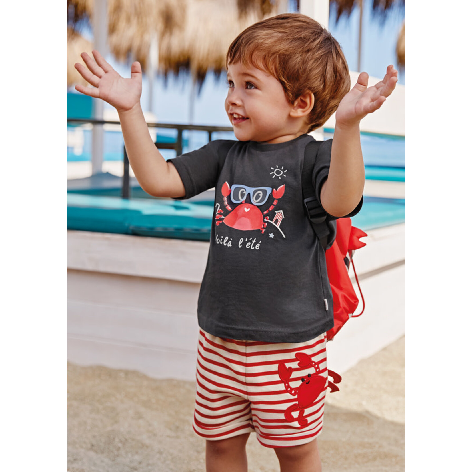 Mayoral Mayoral- Baby- Ecofriends Printed Skater Fit T-Shirt & Embroidered Motif Shorts