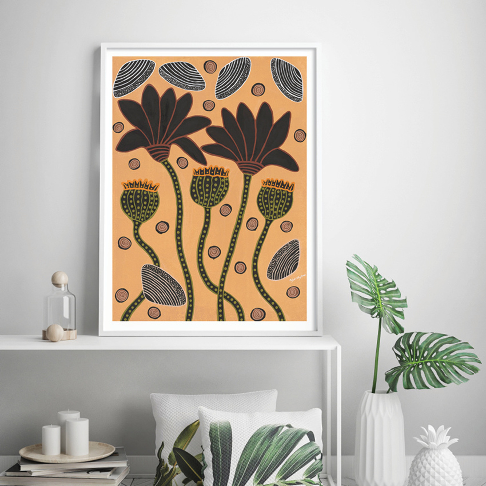 Maljah Cathy Snow, Waterlilies, Freshwater Mussels and Seedlillies  2021| Reproduction Print