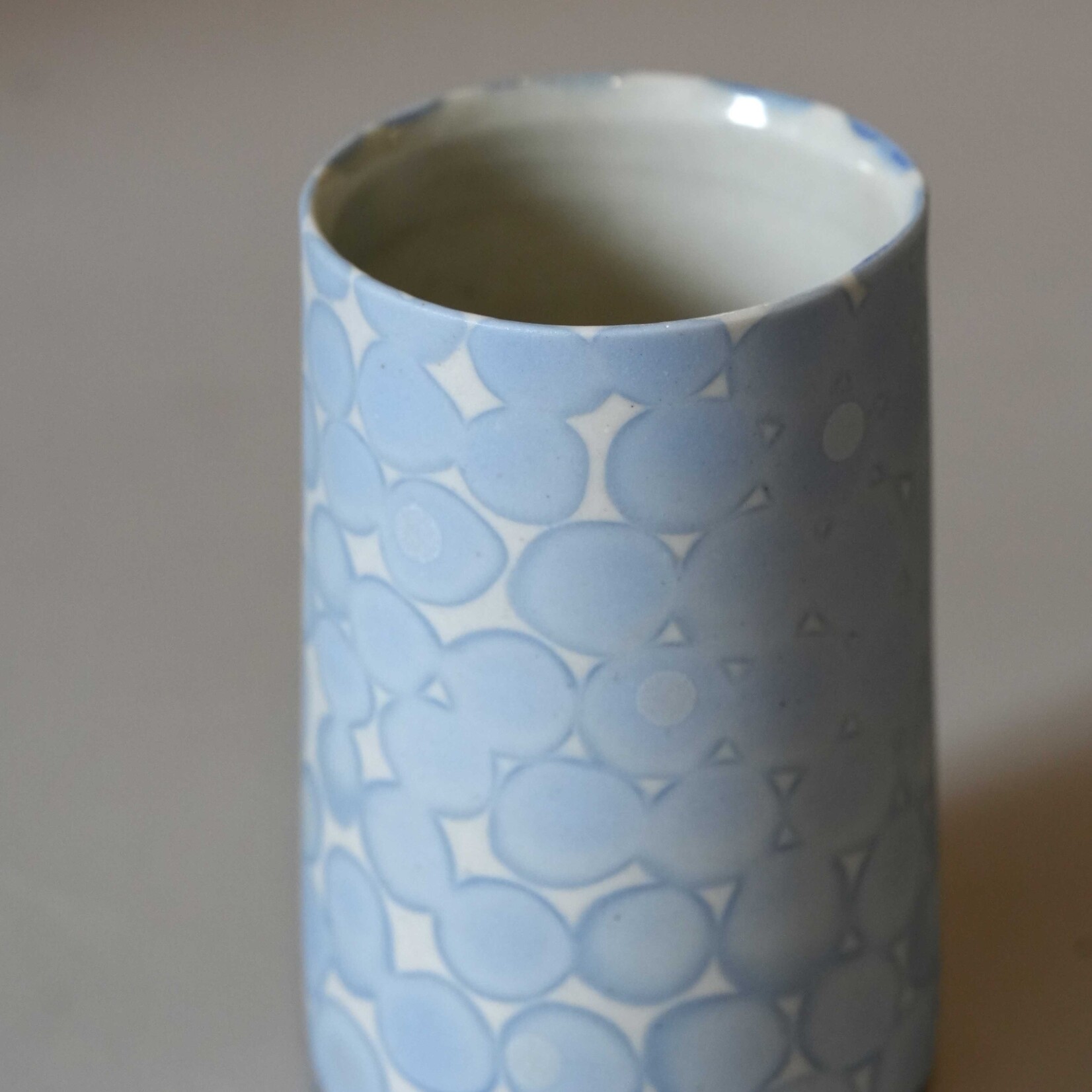 Mollie Bosworth, Cylinder Vase with Pale Blue Dots | Porcelain