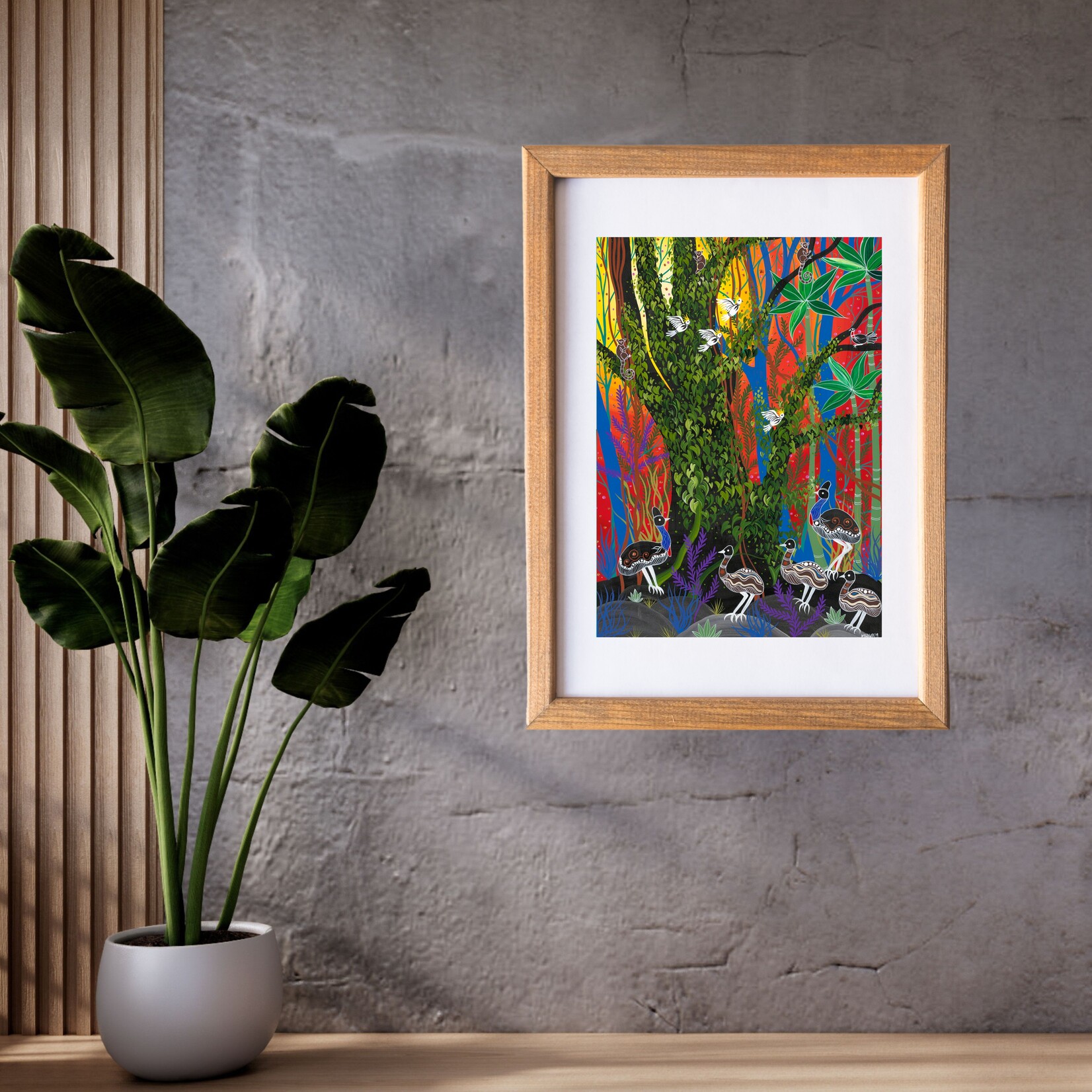 Melanie Hava, Cassowaries and Juvenile Chicks 2020 |  Reproduction Print