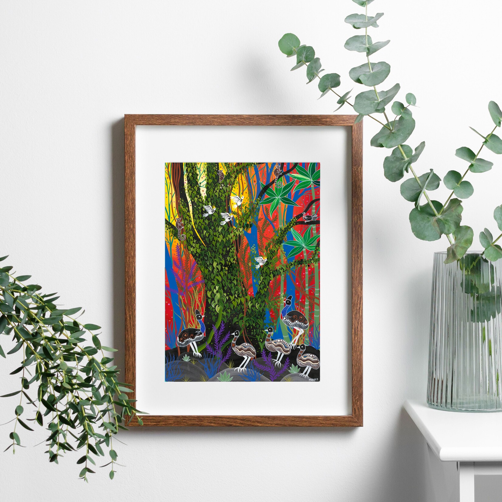 Melanie Hava, Cassowaries and Juvenile Chicks 2020 |  Reproduction Print